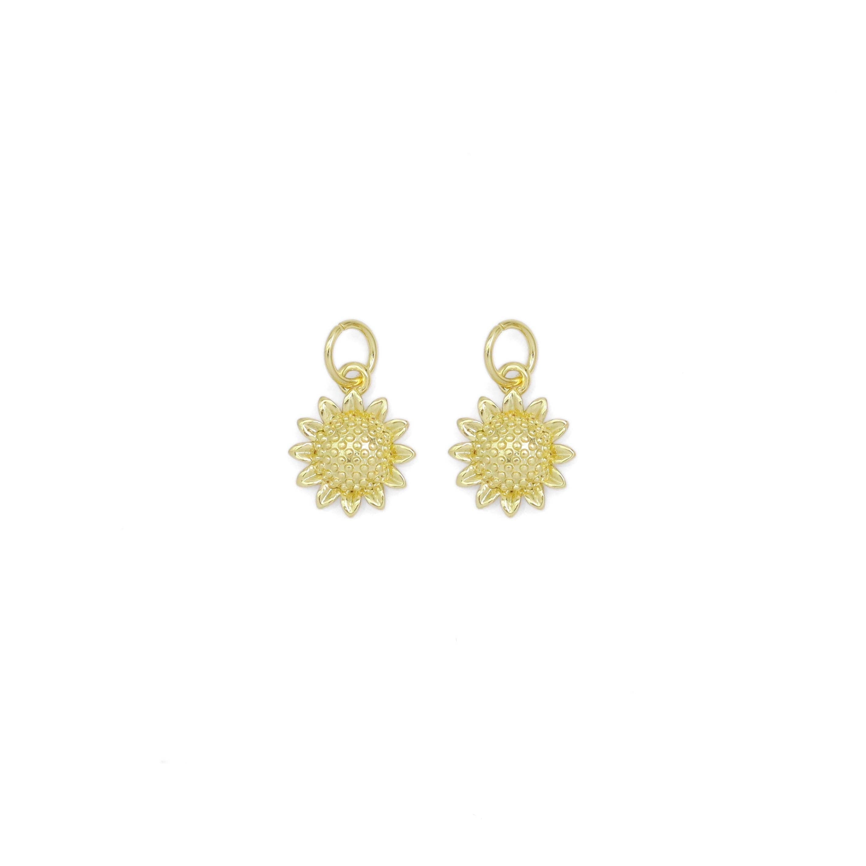 Gold Dainty Sunflower Shape Charm, Sku#Y925