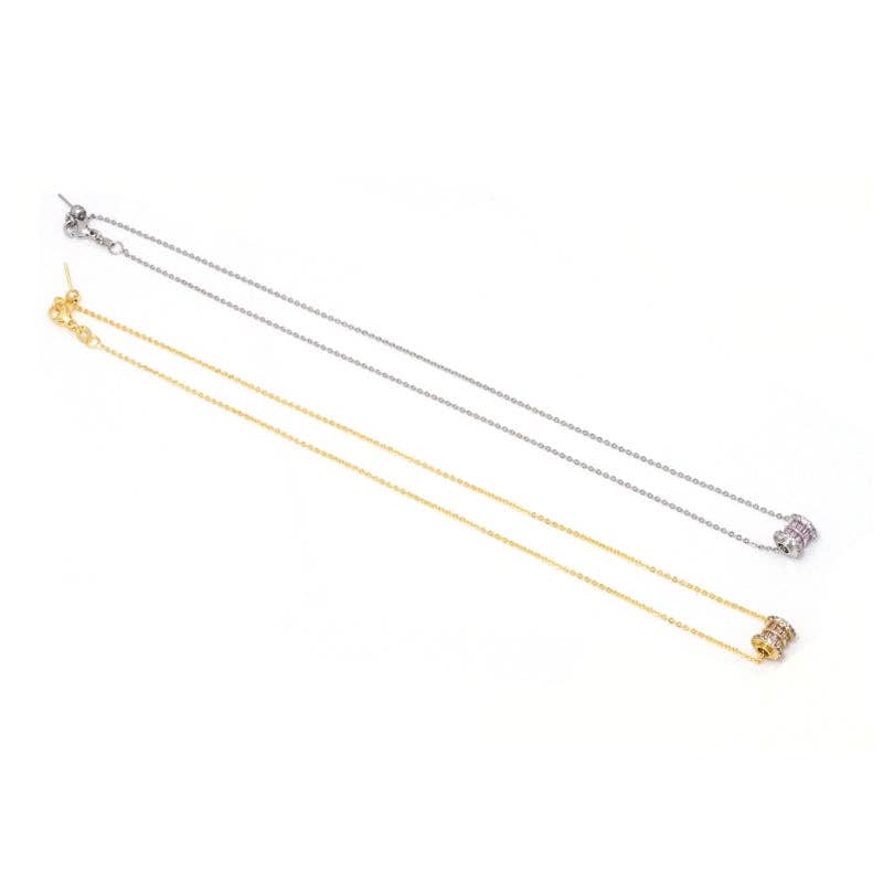 Gold Silver Dainty Chain with Tube Spacer Necklace,sku#EF310