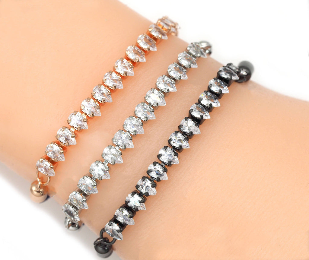 Teardrop CZ Long Bar Charm, Sku#Y640