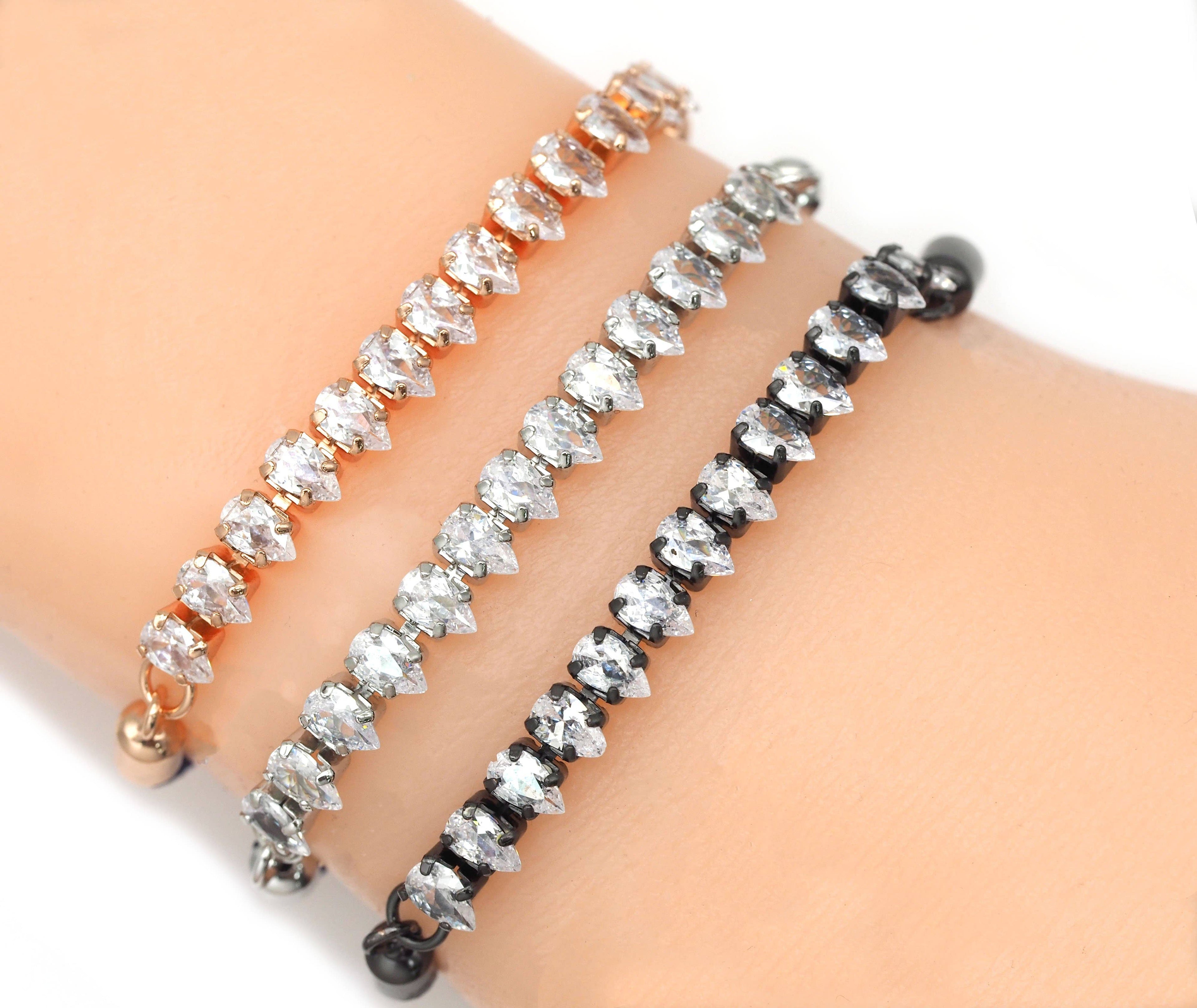Teardrop CZ Long Bar Charm, Sku#Y640