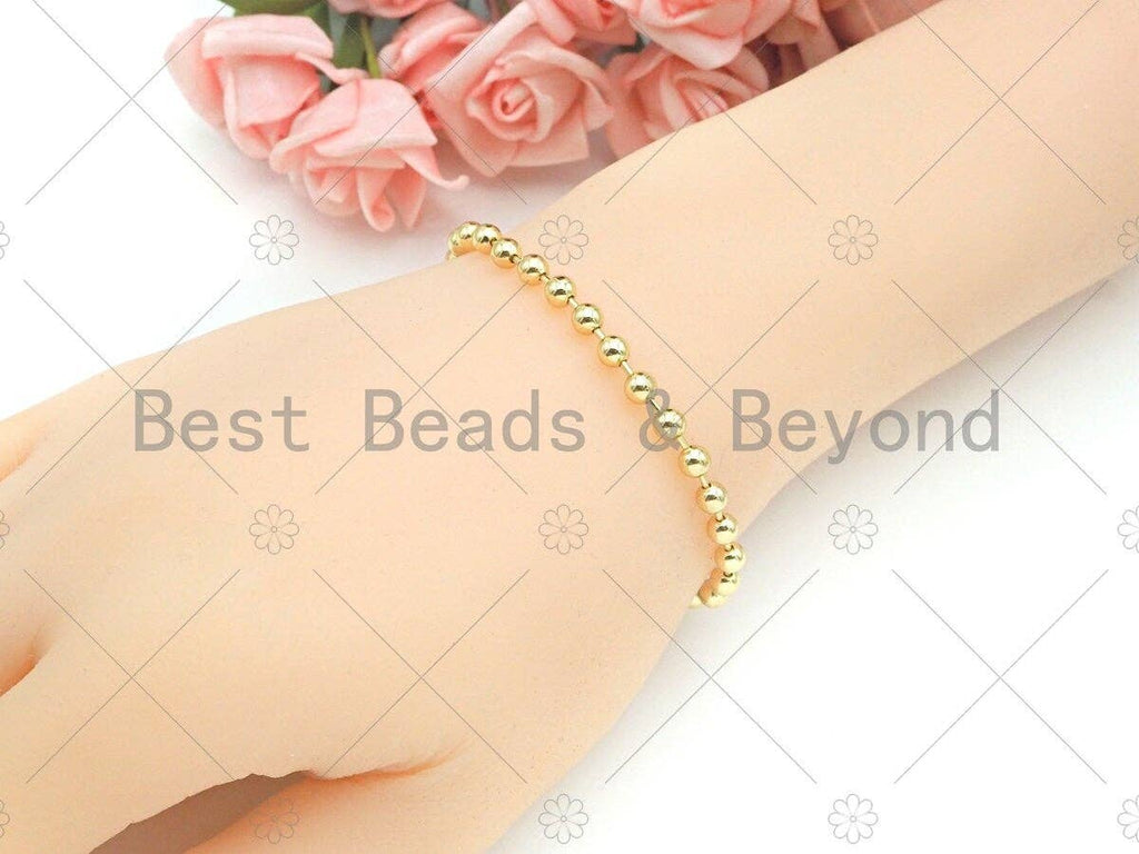 Shinny Gold 4mm Smooth ball Finished Necklace Bracelet with Lock, Ball beads Necklace, Ball beads Bracelet Necklace, sku#LD73