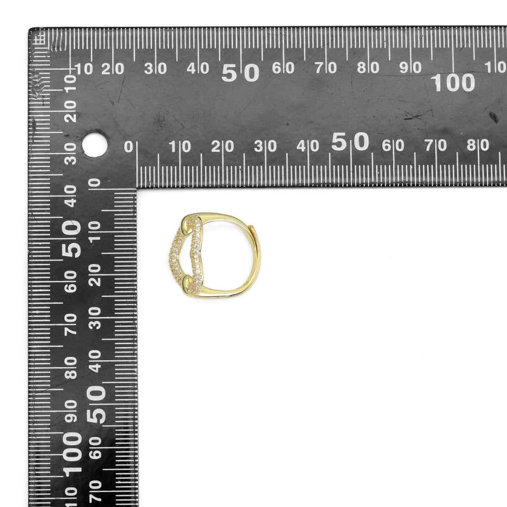 Clear CZ Open Heart Gold Silver Adjustable Ring, Sku#A172