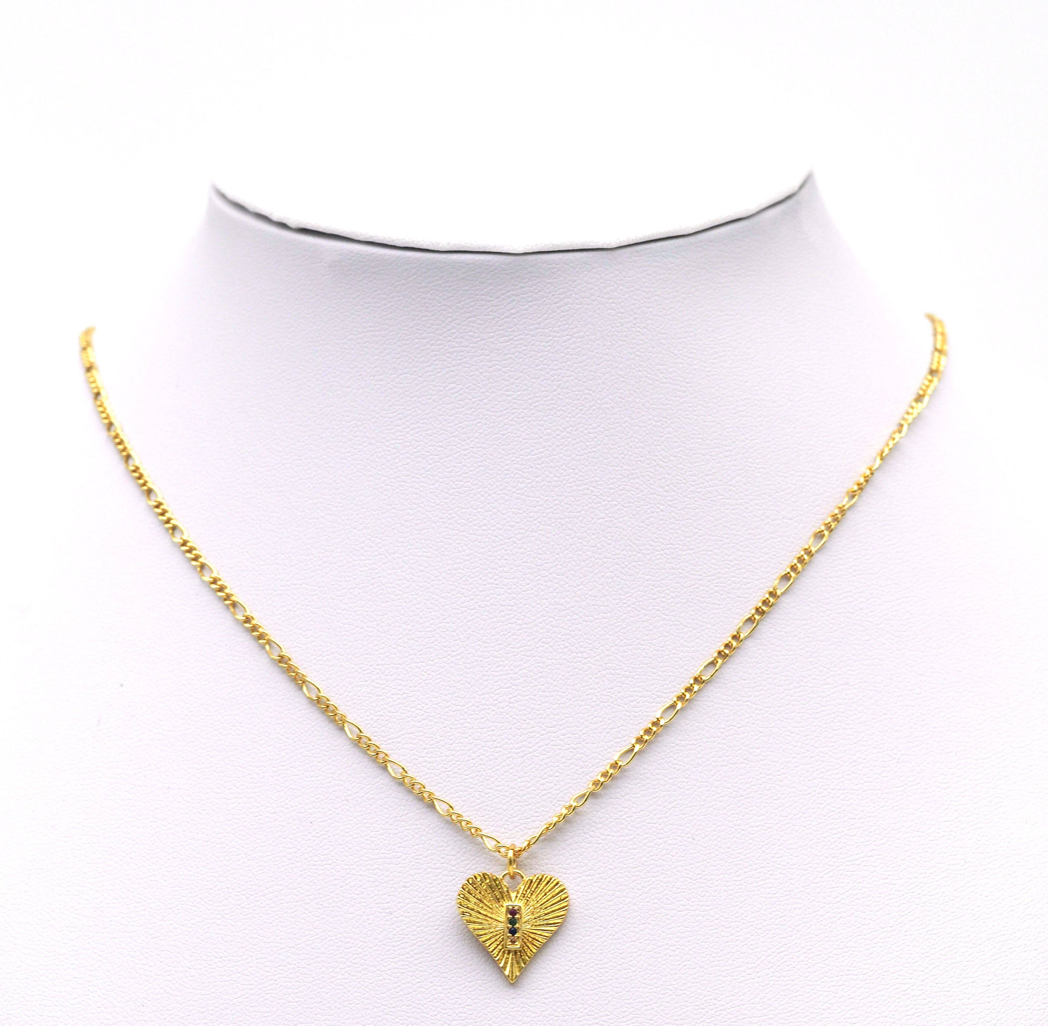 Colorful Rectangle On Heart Charm, Sku#F1474C