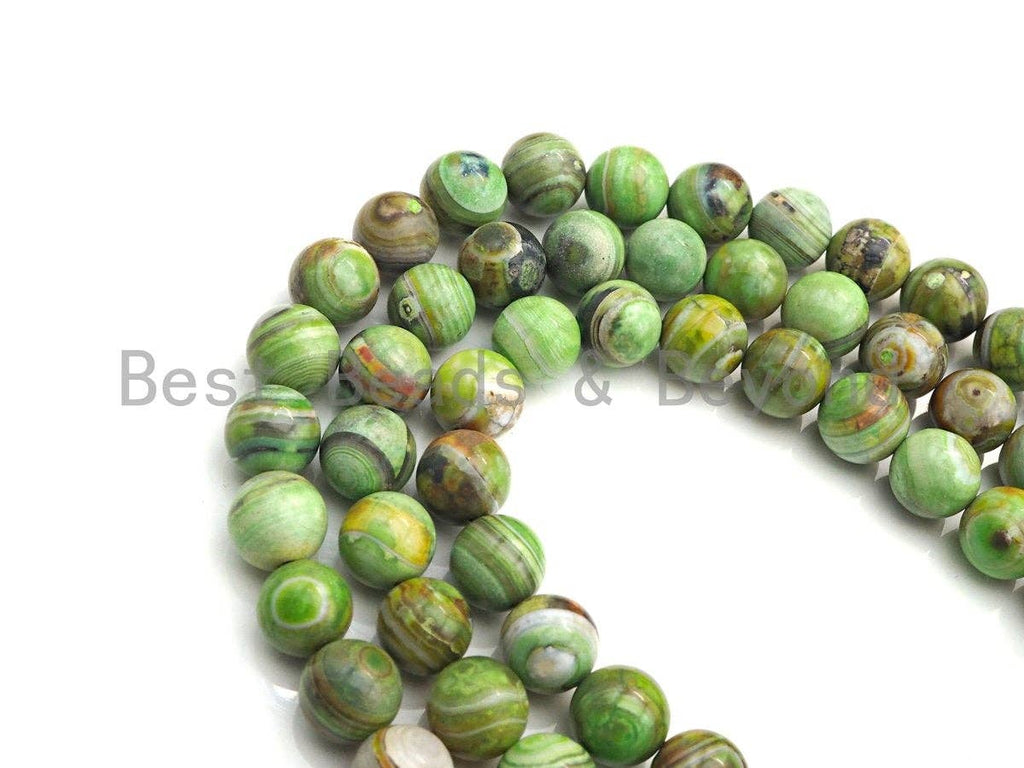 NEW Color!!! Natural Green Banded Agate Beads, Round 10mm Round Agate, 15.5" Full Strand, sku#U854