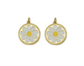 White Enamel Daisy Flower On Round Coin Pendant, Sku#L648