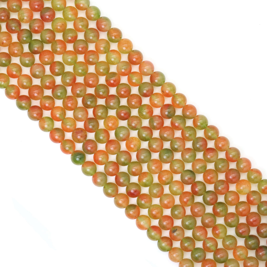 Orange Green Jade Round Smooth Beads, Sku#U2020