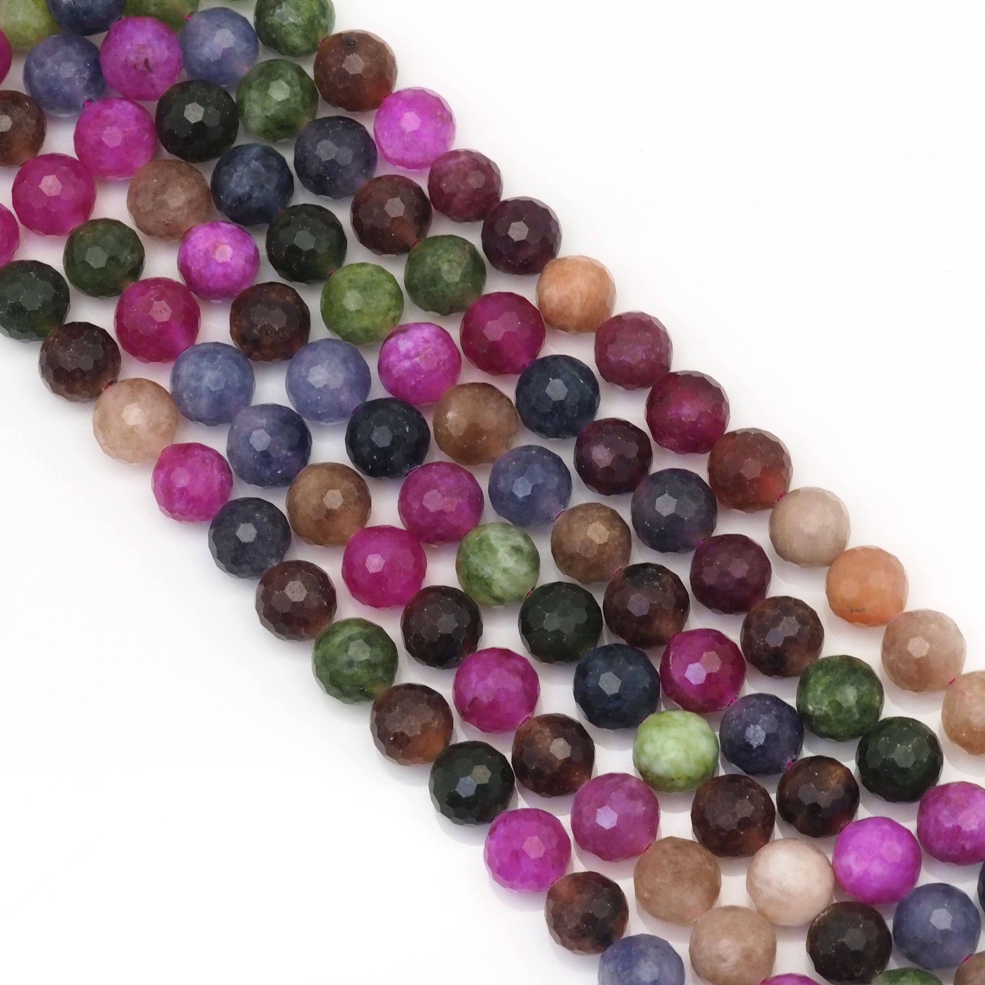 Multicolor Jade Round Micro Cut Beads, Sku#U1648