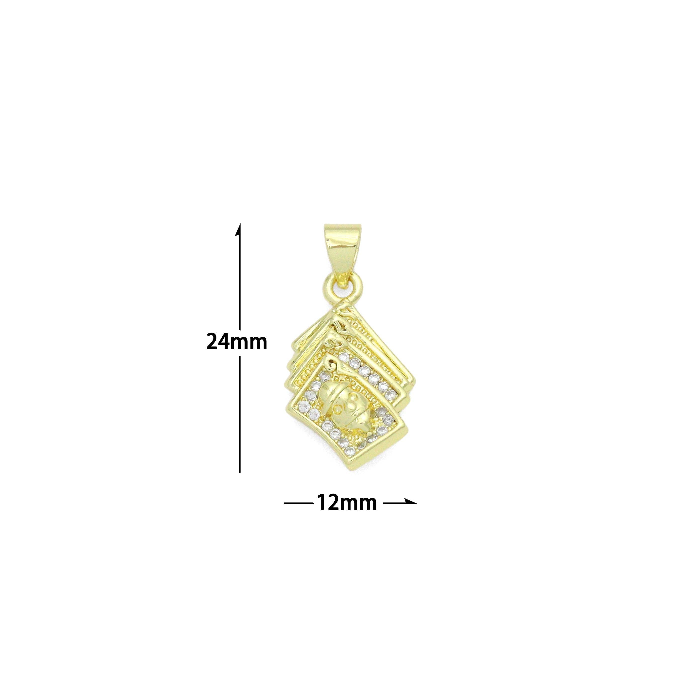 Clear CZ Gold FACE Book  Charm Pendant, Sku#LK1203