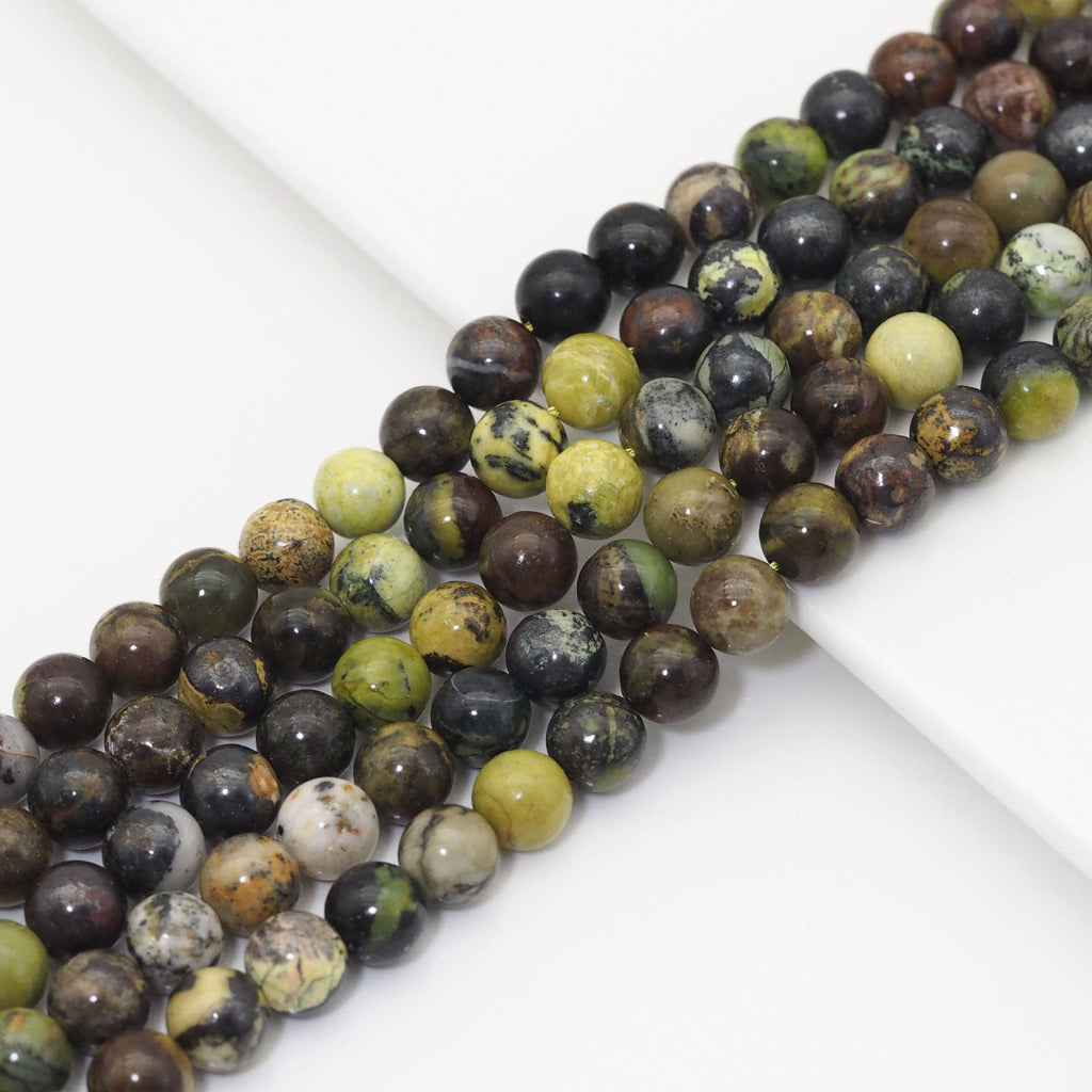 Genuine Brown Green Opal Round Smooth Beads, 6mm/8mm/10mm, Sku#U1608