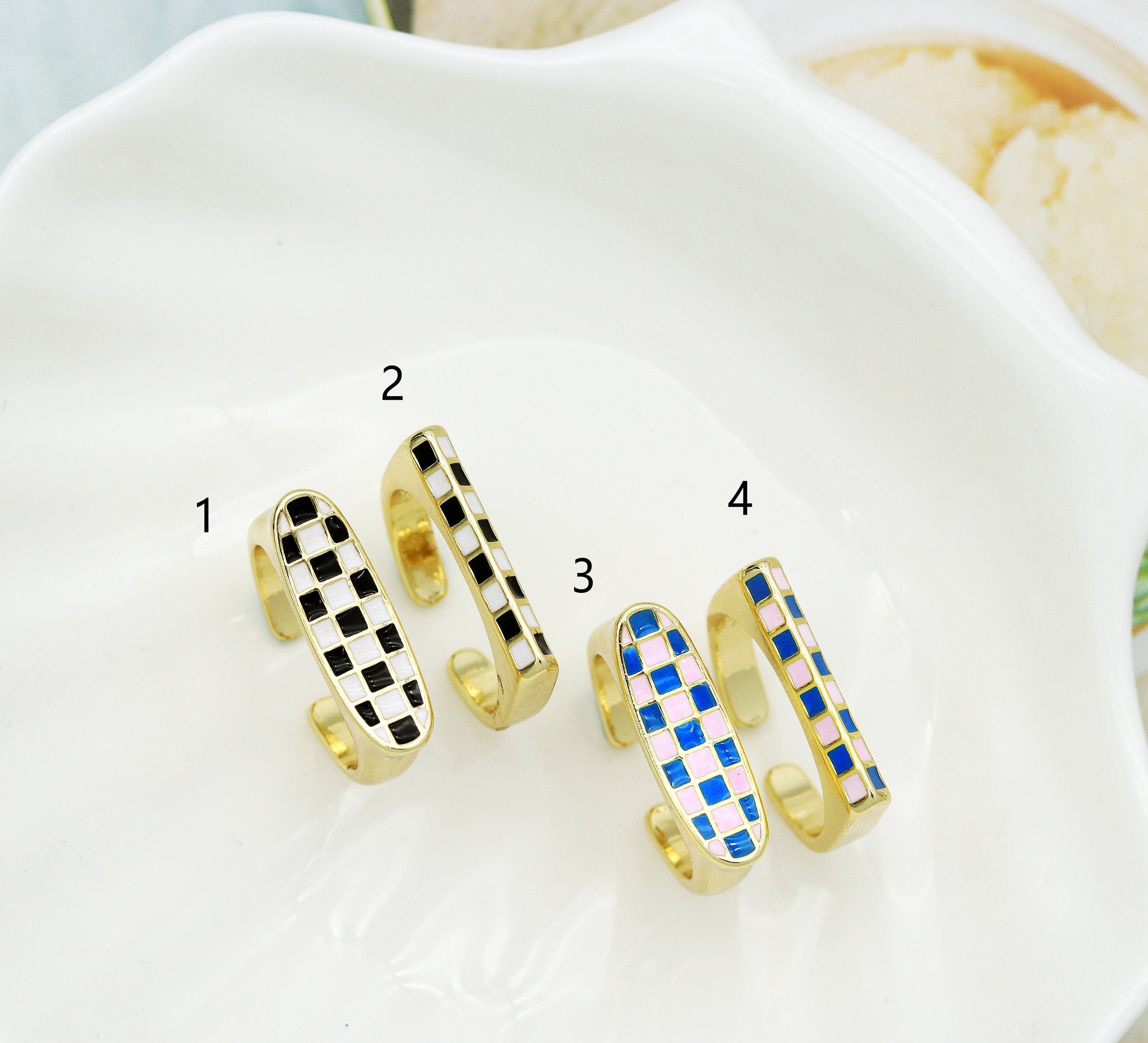 Gold Mosaic Tile Ring, Sku#FH201