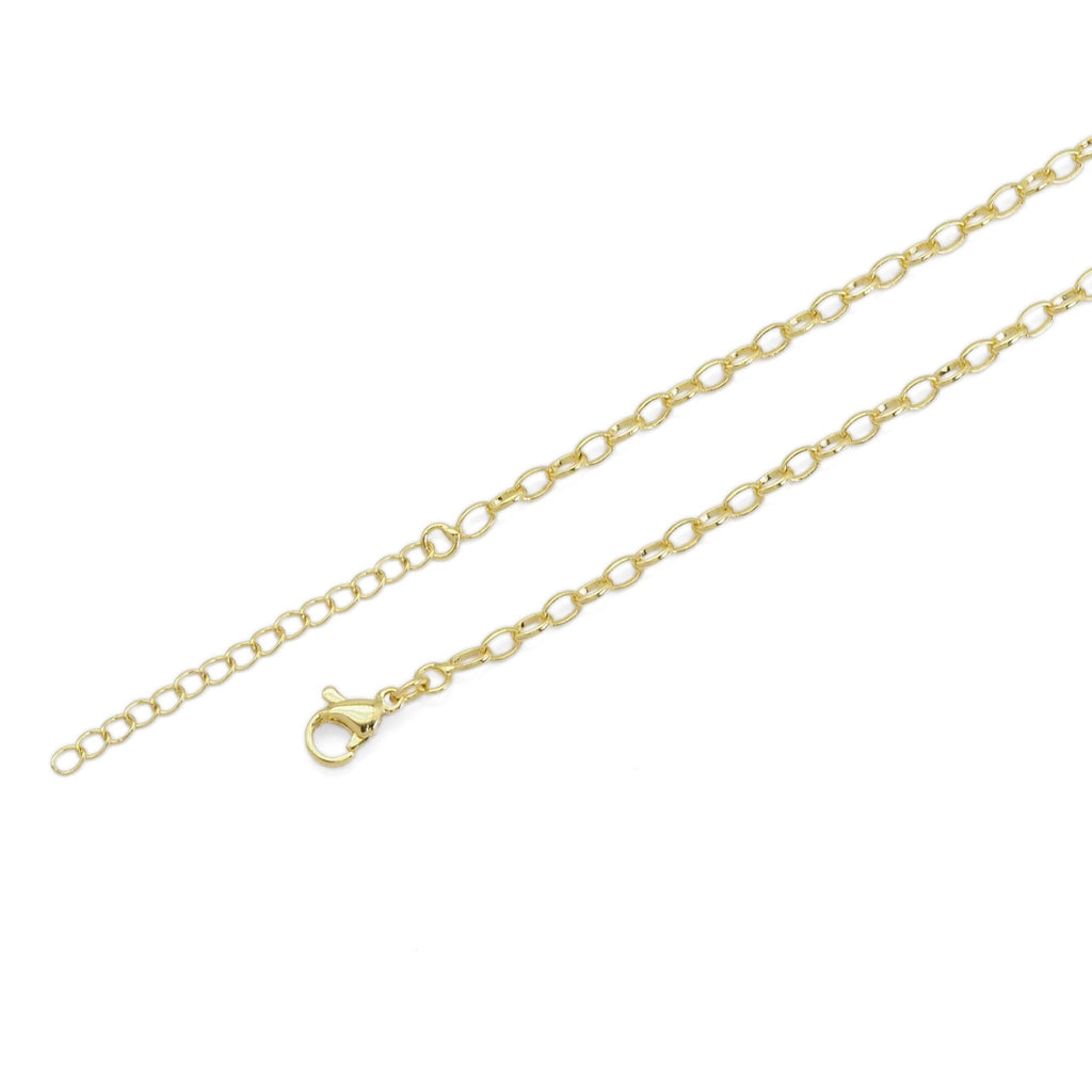 Thin Oval Link Gold Adjustable Necklace, Sku#LD494