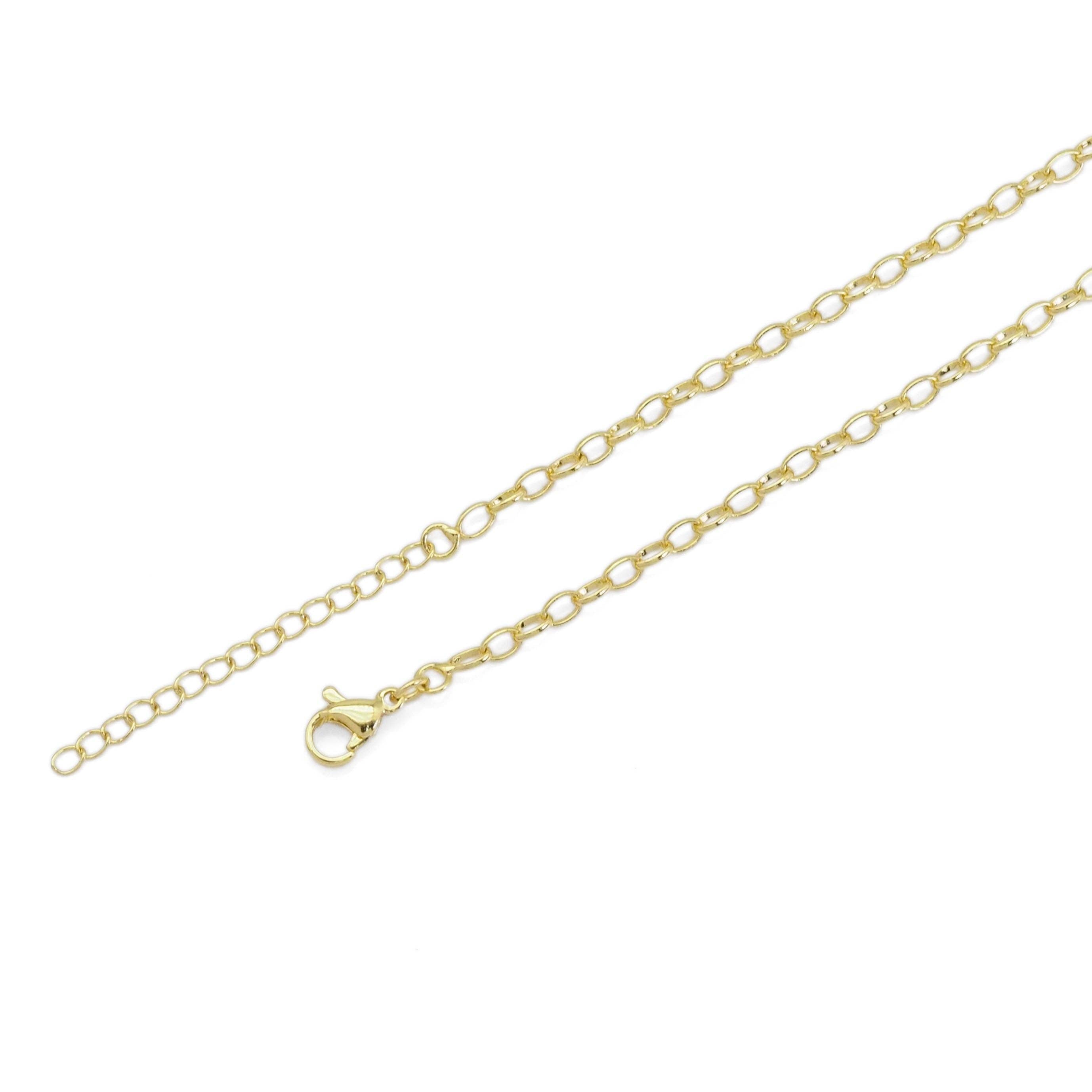 Thin Oval Link Gold Adjustable Necklace, Sku#LD494