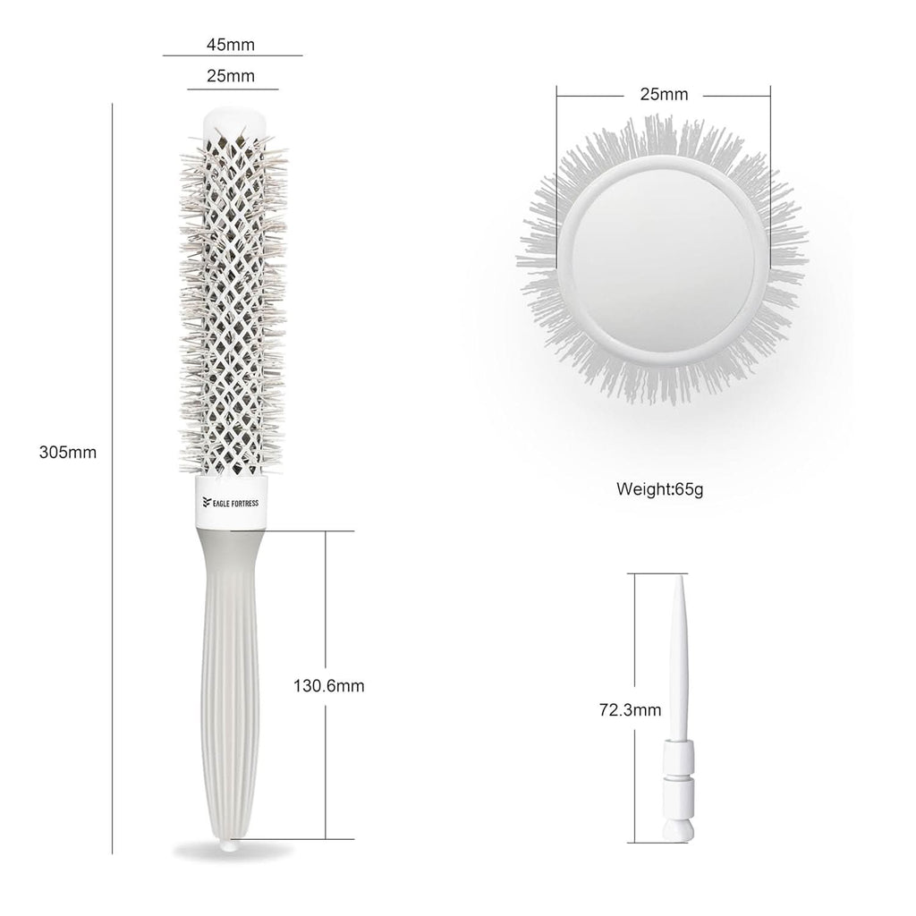 Eagle Fortress Professional Extended Barrel Round Hair Brush for Blow Drying with Ceramic + Ionic, Grey 1.26in