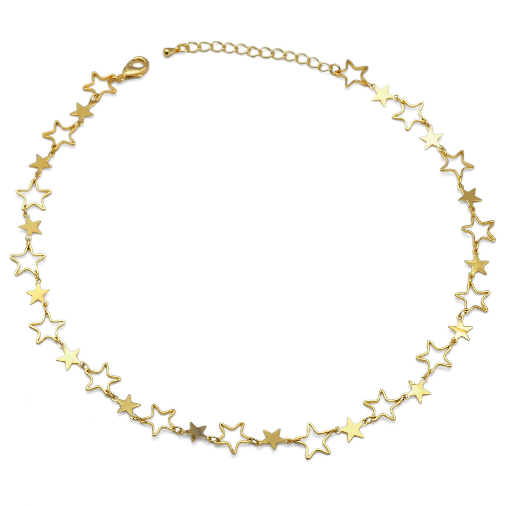 Star Link Gold Necklace, Sku#EF351