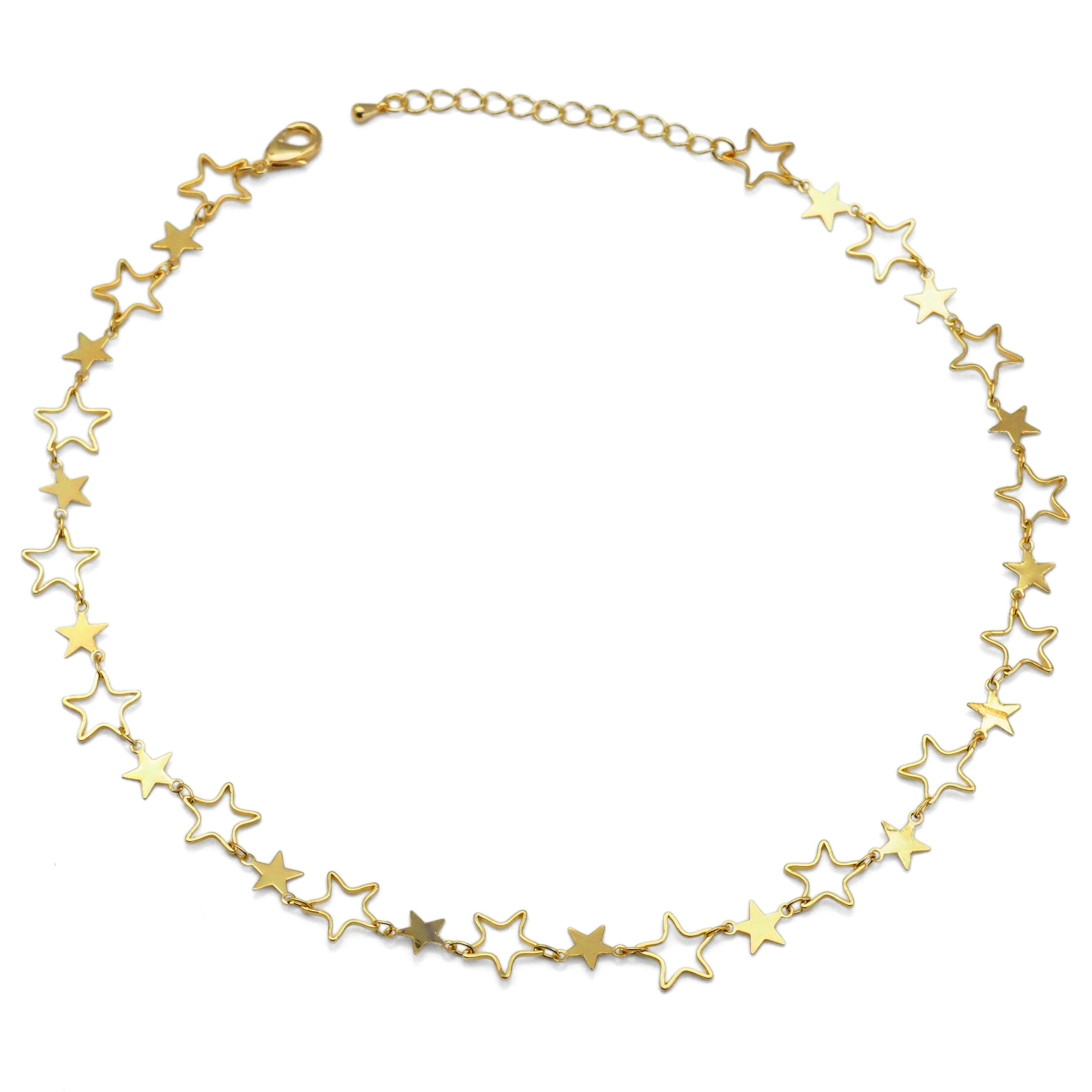 Star Link Gold Necklace, Sku#EF351