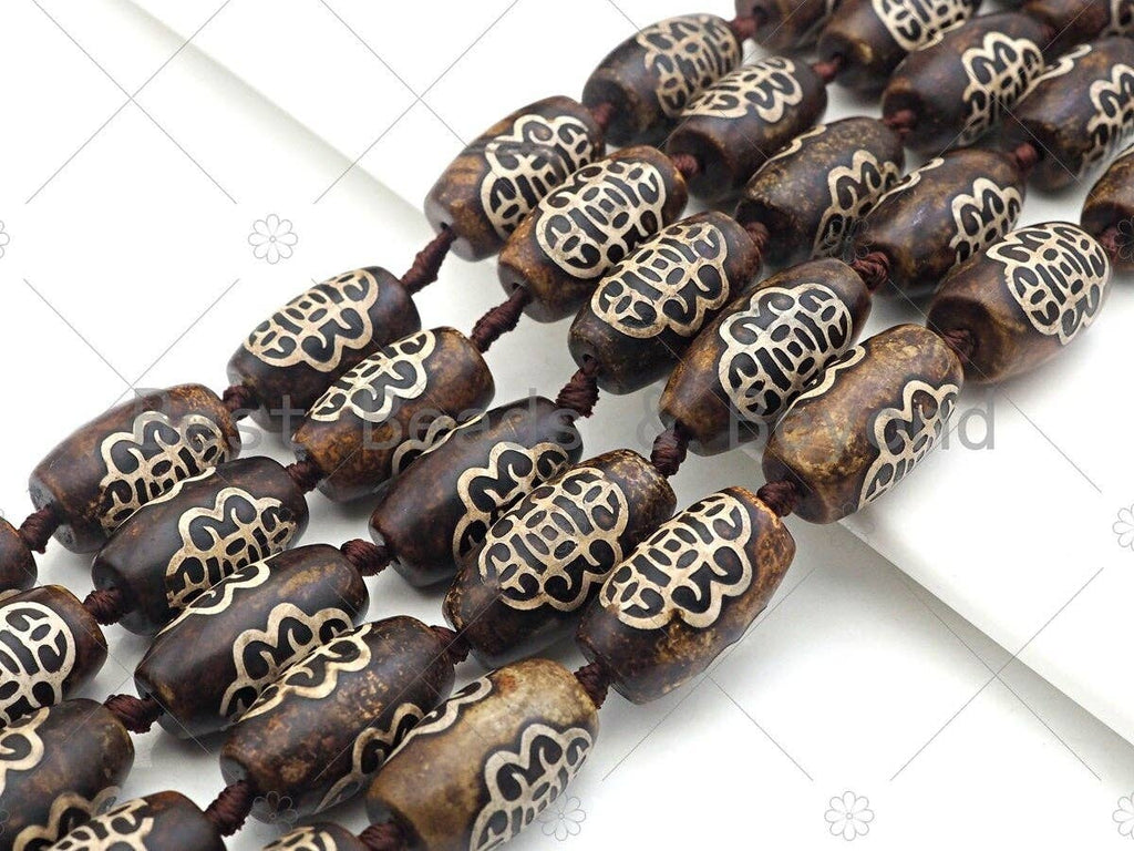 NEW STYLE Natural Tibetan Oval Shape Agate, Barrel Shape 15x25mm, 14" Full Strand, Natural Agate, DZI AgateSku#U975