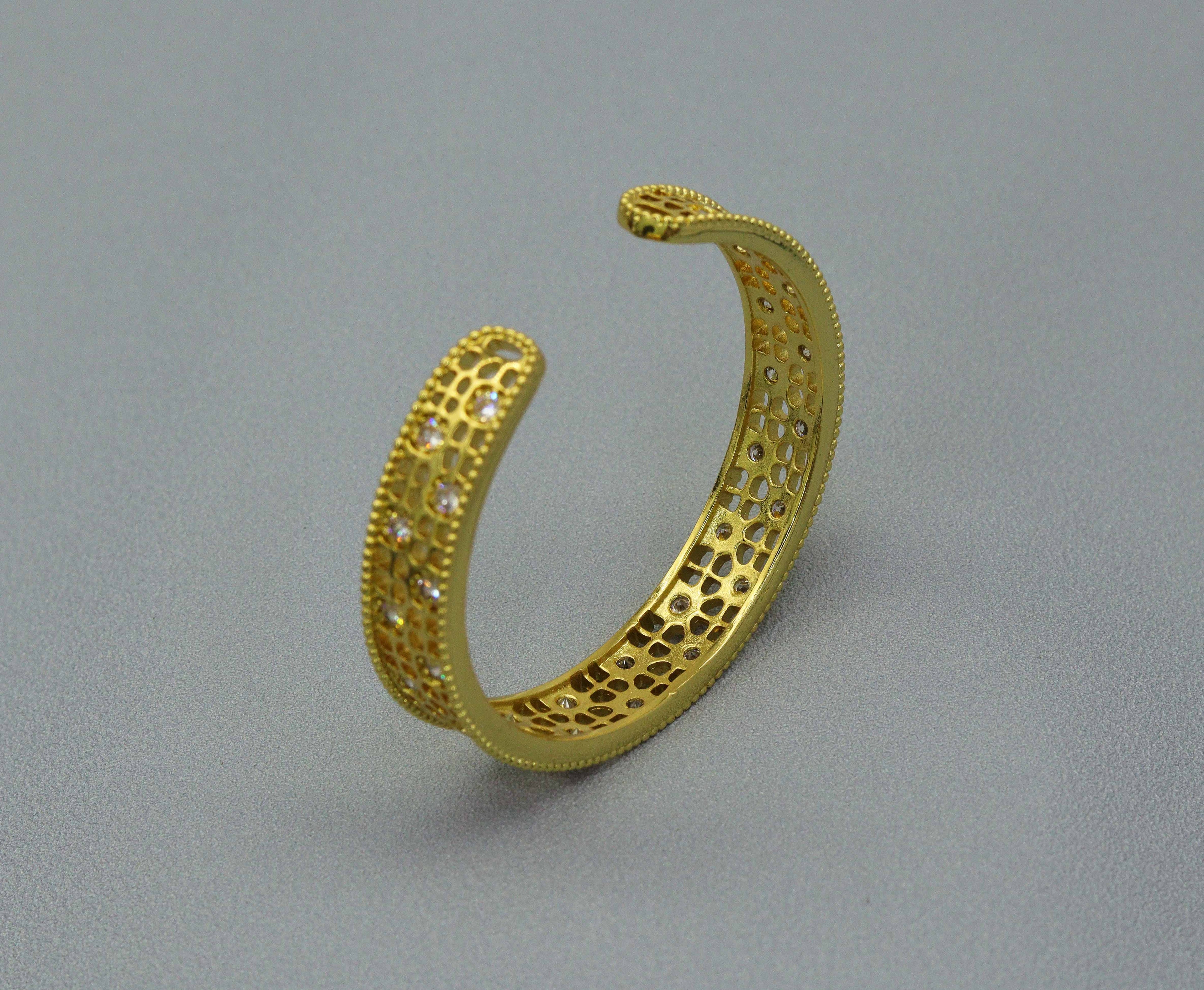 Thick Band Filigree Style Cuff Bracelet, Sku#B150