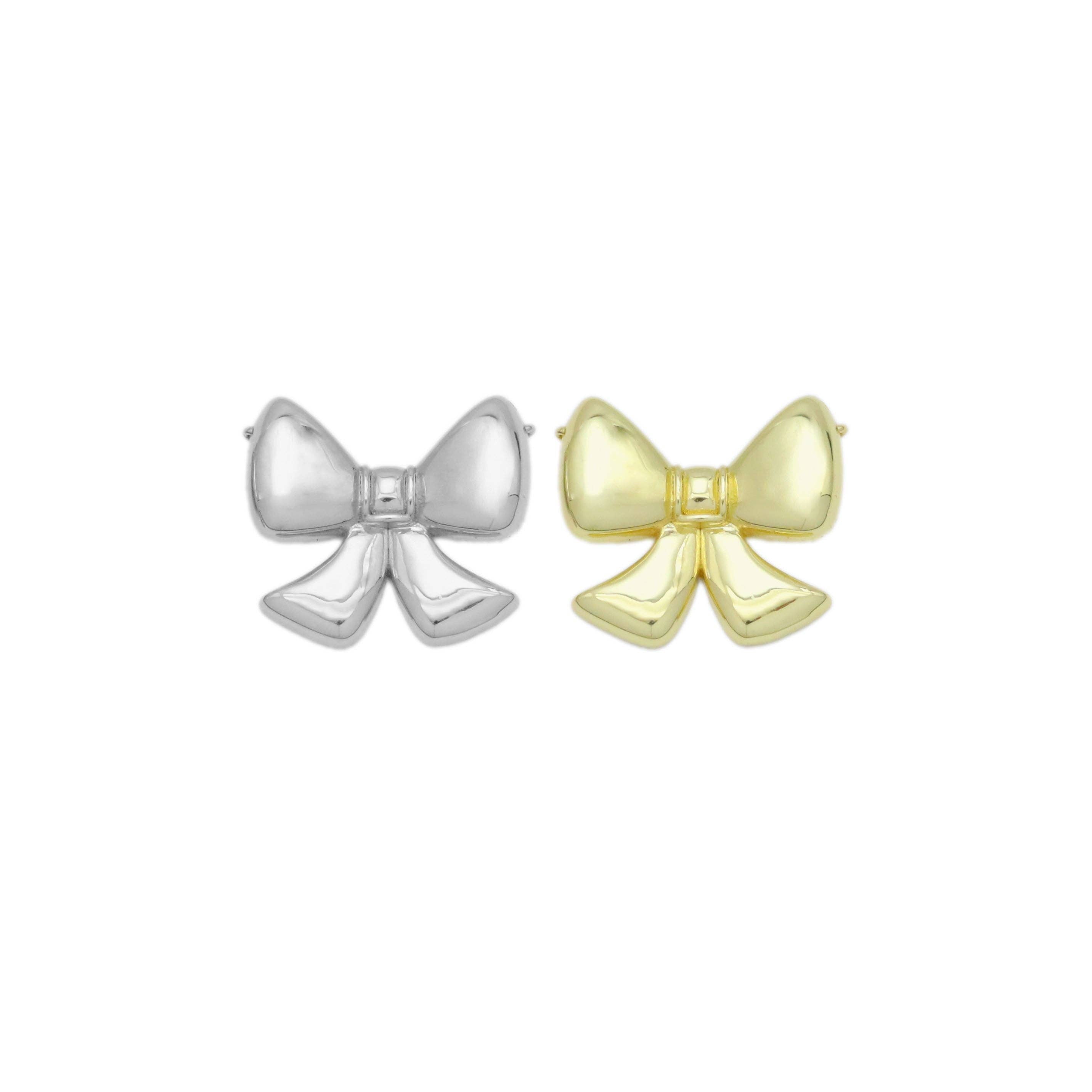 Gold Silver Bow Connector Charm Pendant, Sku#A311