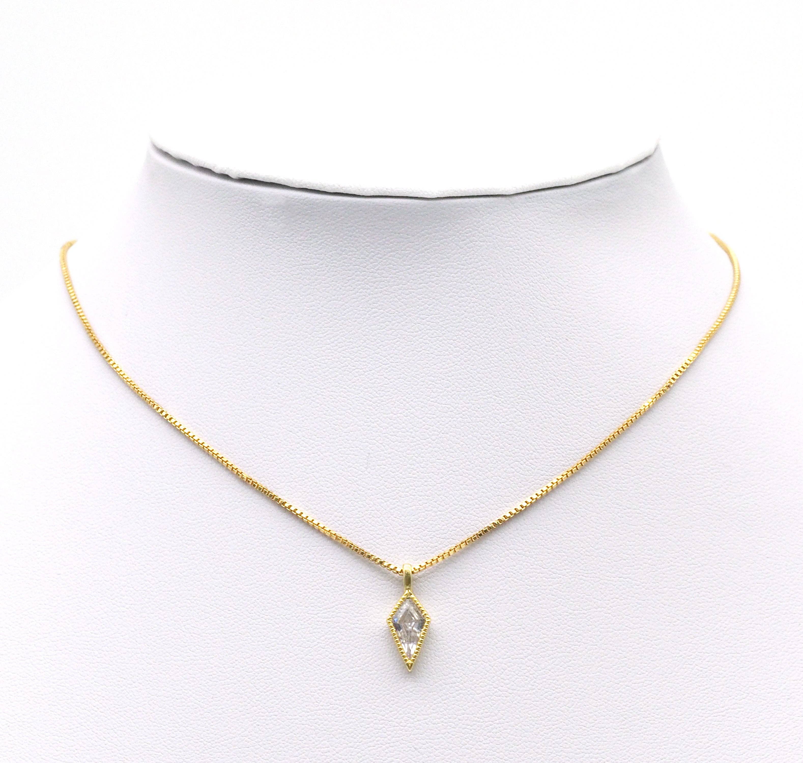 Gold Rhombus CZ Arrows Charm, Sku#B211