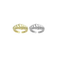 Gold Silver Twisted Dome Adjustable Ring, Sku#A377