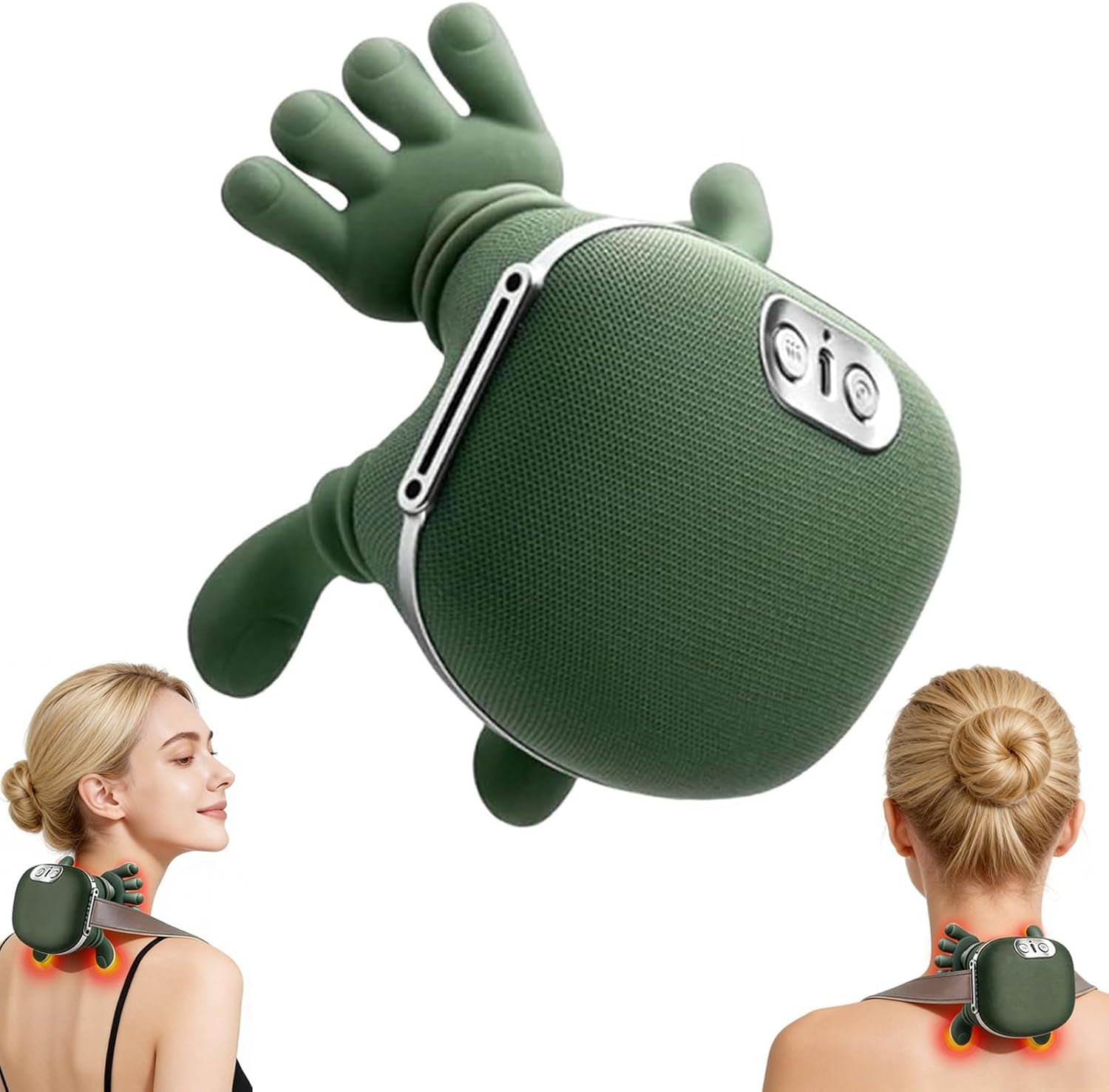 Neck Massager with Heat - Deep Tissue Shiatsu Electric Neck and Shoulder Massager with Fingers, 4D Kneading Design for Foot Back Body, Cordless Masajeador De Espalda Y Cuello, Portable for Travel