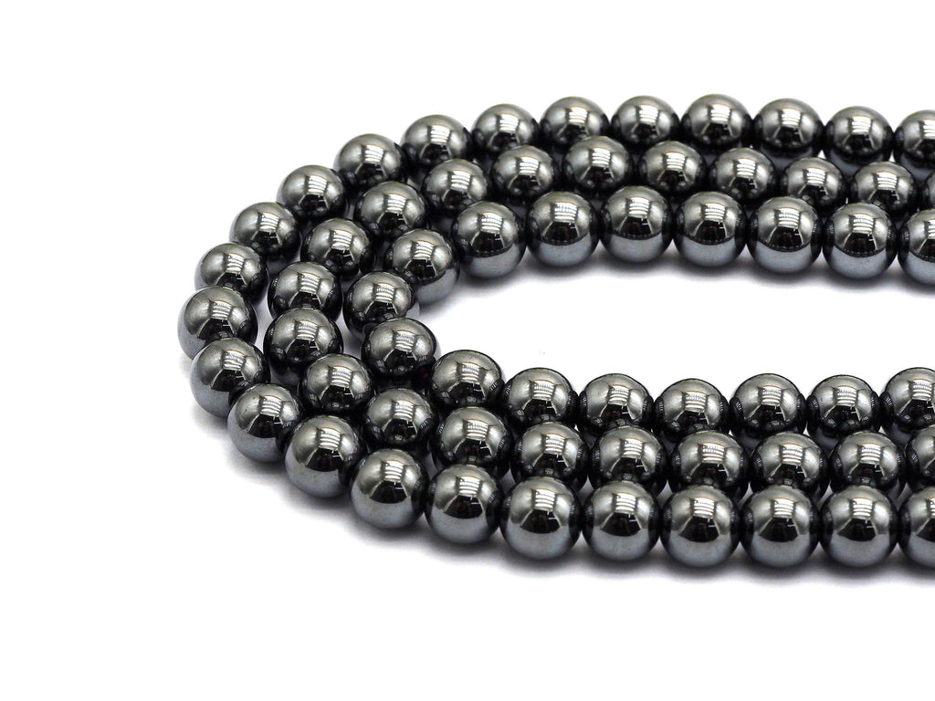 High Quality Natural Dark Gray Hematite Beads- Round Smooth Gemstone Beads-2mm/3mm/4mm/6mm/8mm/10mm/12mm-Metallic dark Grey Beads, SKU#S119