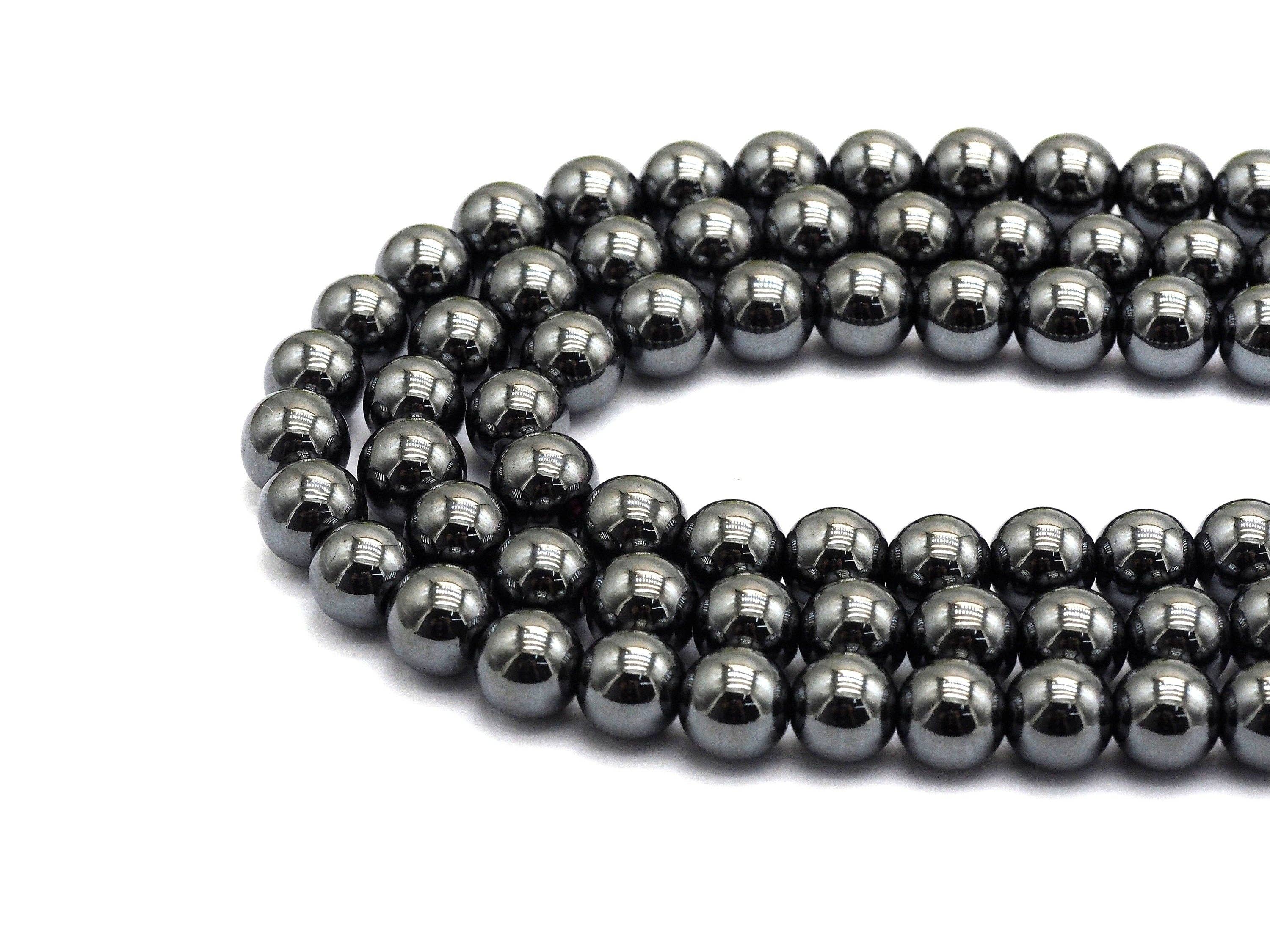High Quality Natural Dark Gray Hematite Beads- Round Smooth Gemstone Beads-2mm/3mm/4mm/6mm/8mm/10mm/12mm-Metallic dark Grey Beads, SKU#S119