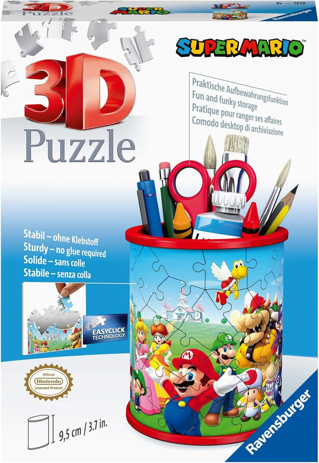 Ravensburger - Super Mario Pencil Cup - 3D Jigsaw Puzzle - Buildable Desk Organizer Featuring Iconic Mario Graphics - 54 Sturdy Plastic Pieces - Premium Quality - Fun for Kids & Adults