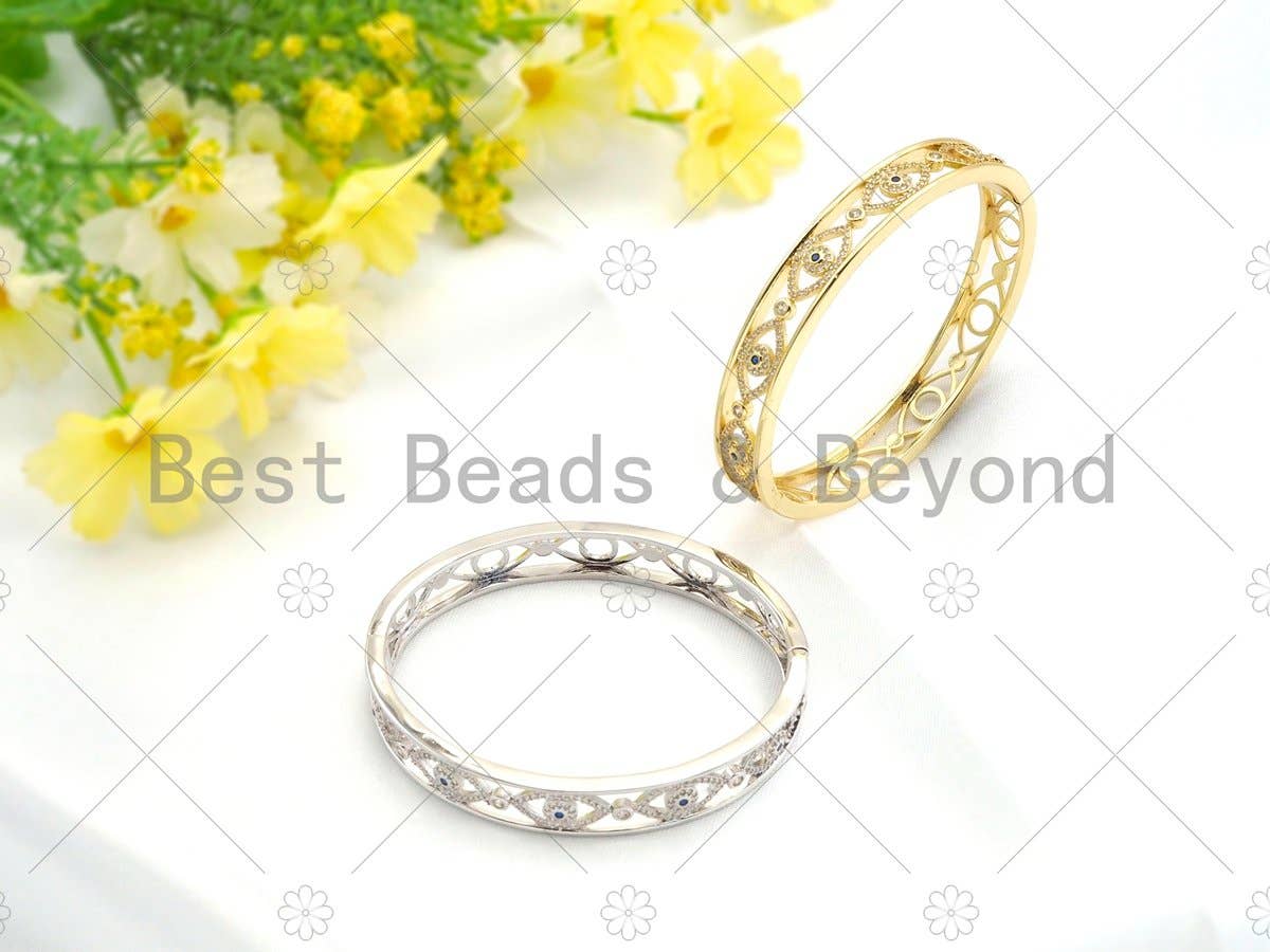 CZ Evil Eye Bangle Bracelet, Sku#X172