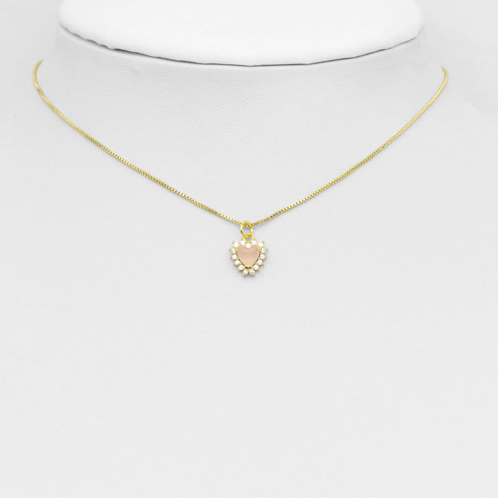 Natural Pink Hot Pink Crystal Heart  Charm, Sku#Y941