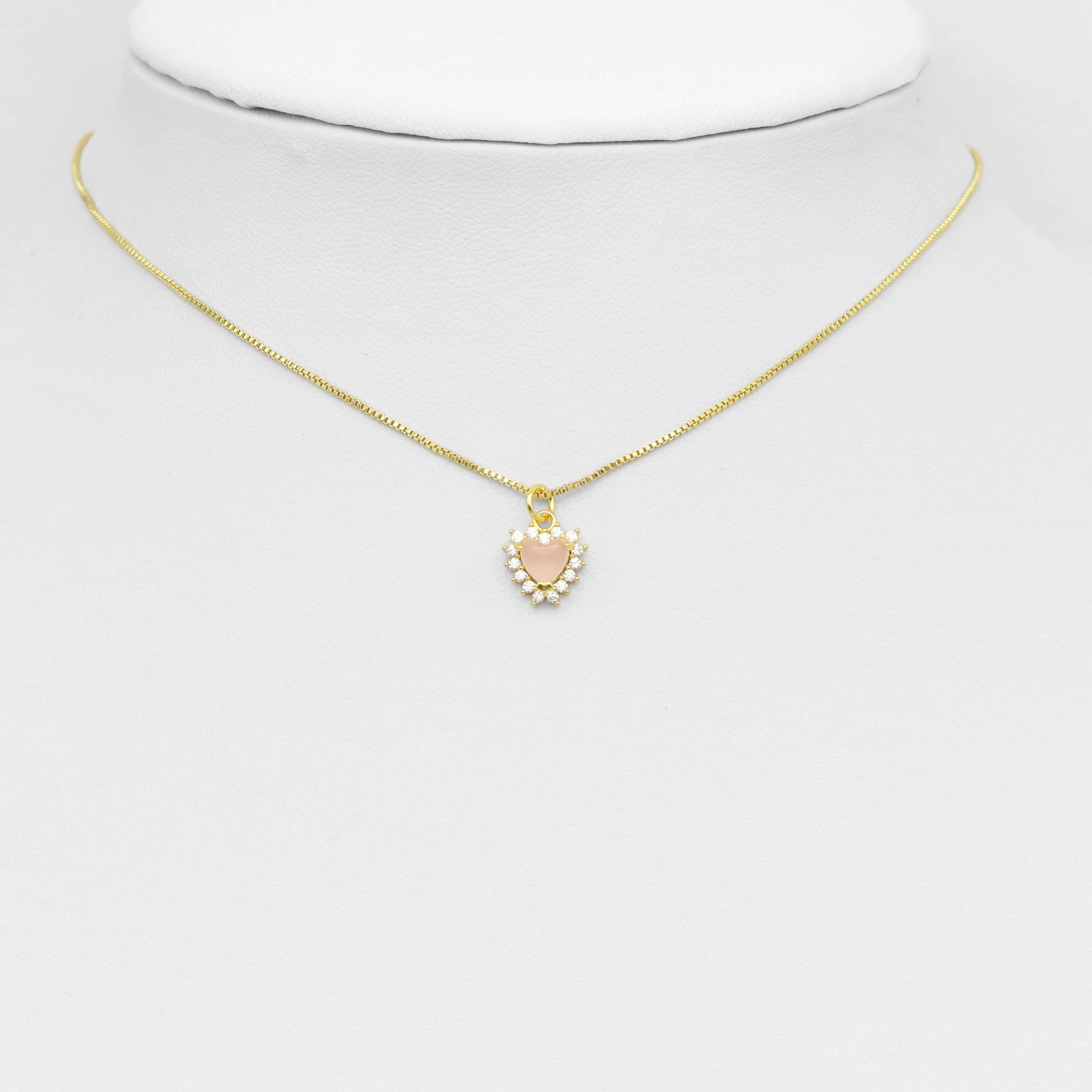 Natural Pink Hot Pink Crystal Heart  Charm, Sku#Y941