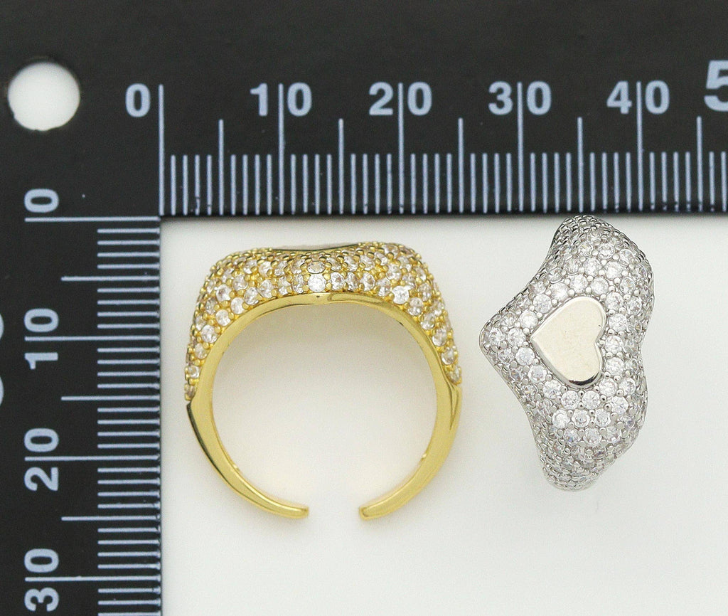 CZ Heart Adjustable Ring, Sku#B183