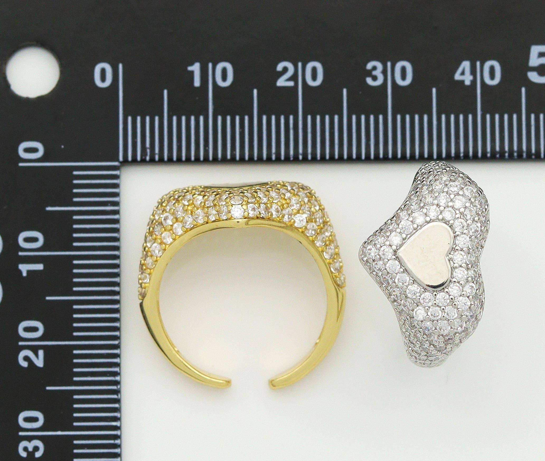 CZ Heart Adjustable Ring, Sku#B183