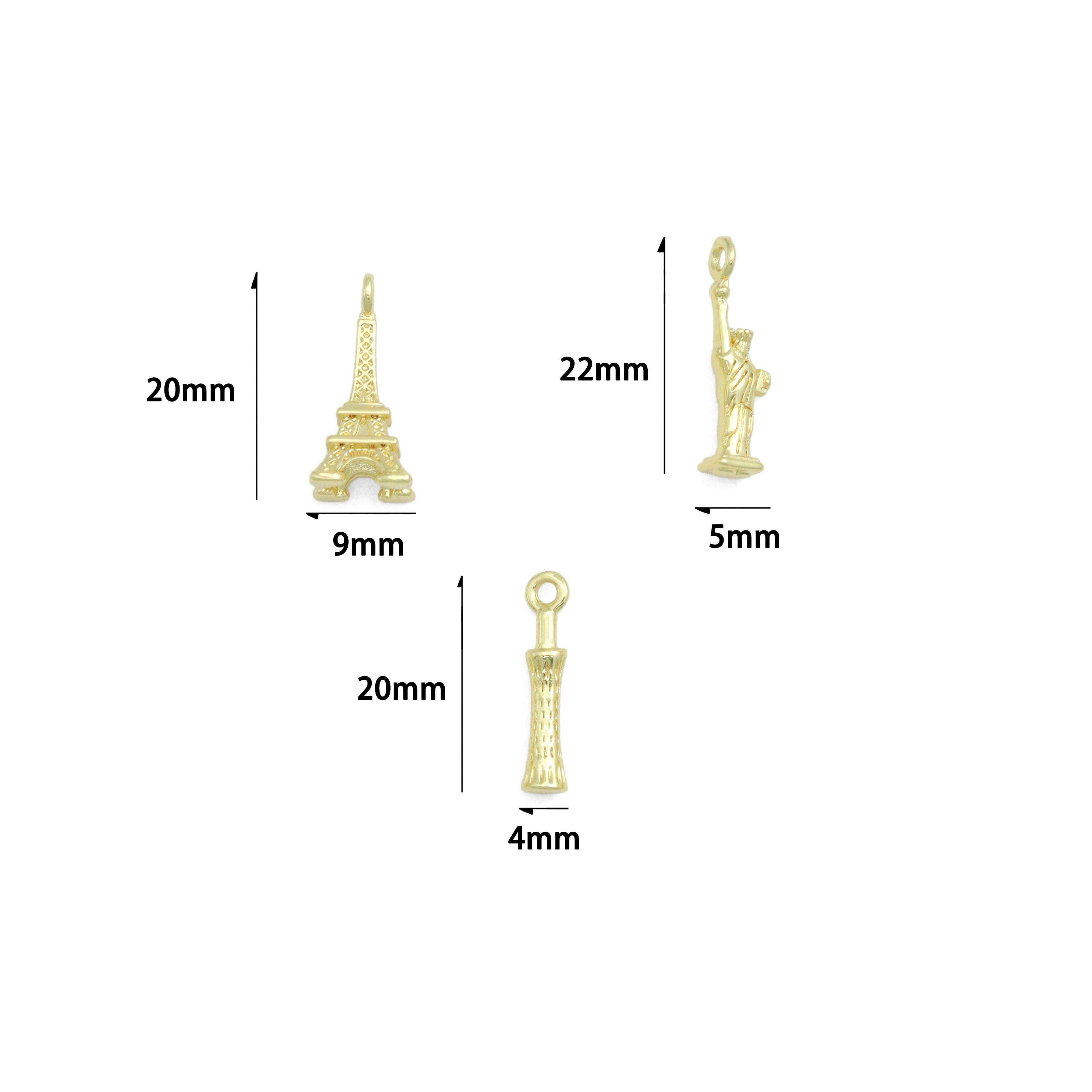 Eiffel Tower, Leaning Tower Of Pisa, Statue of Liberty Charm Pendant,Sku#LD751