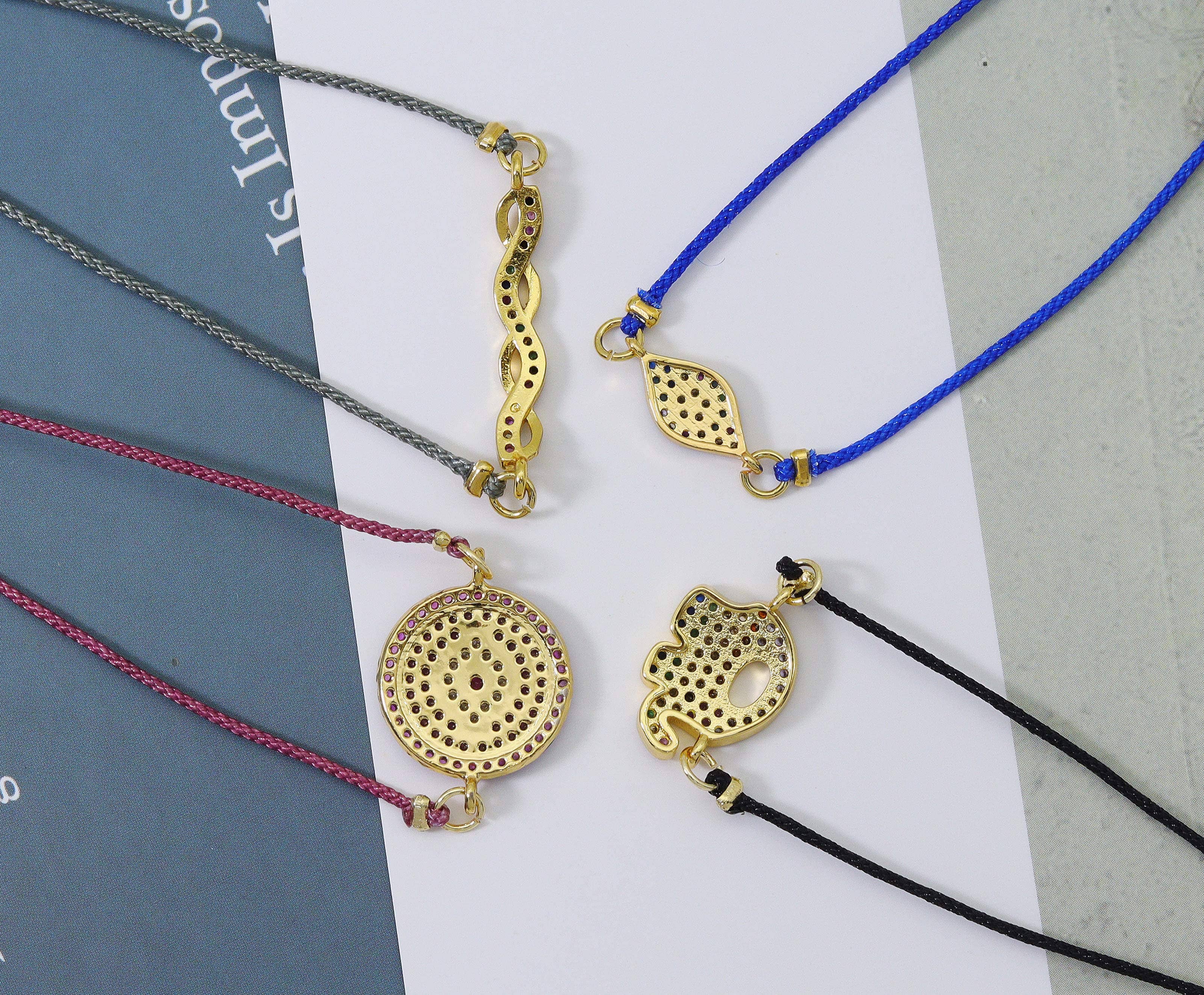 String Evil Eye Elephant Twisted Line Connector Bracelet, sku#EF128