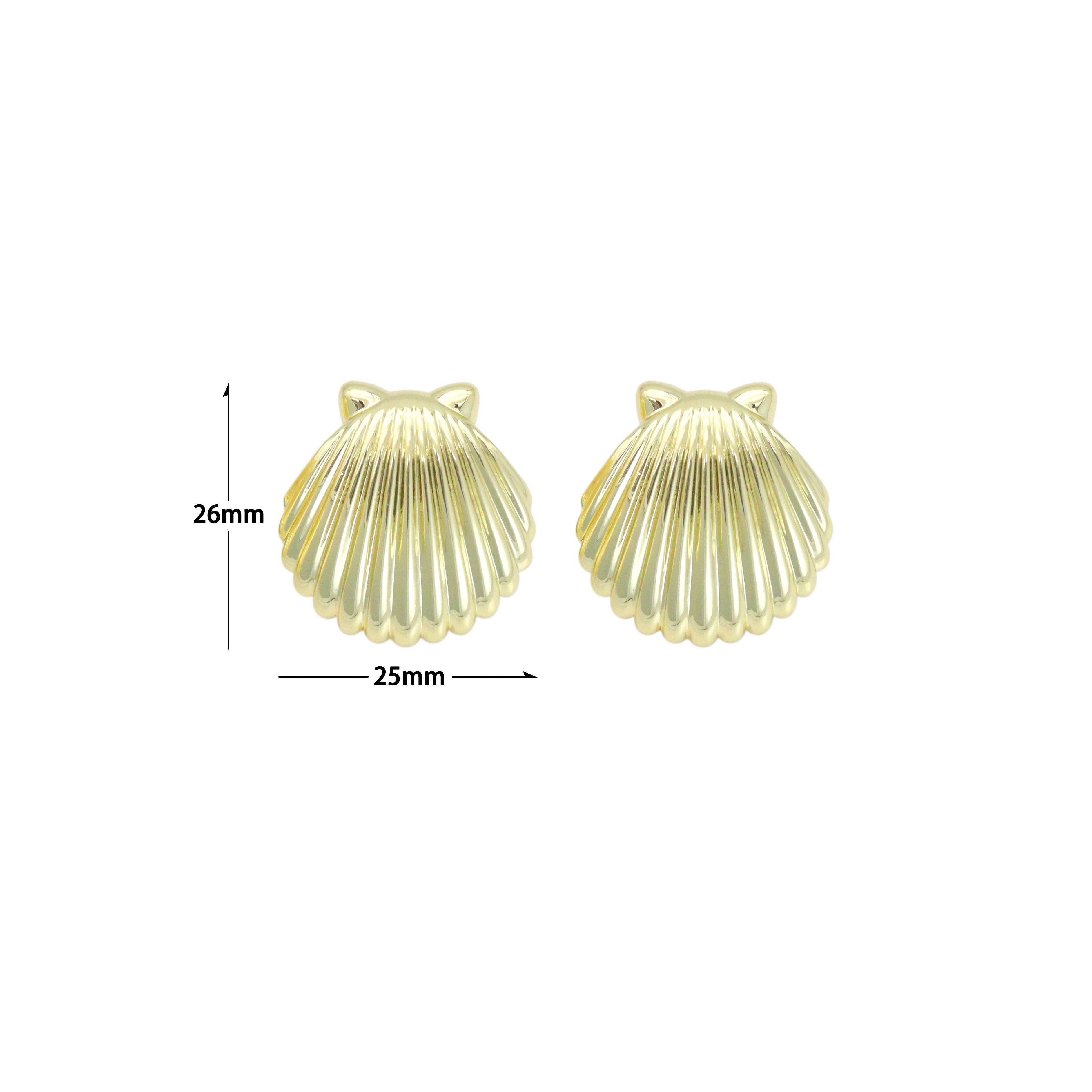 Clam Shell Shape Stud Earrings, Sku#L739