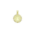 CZ Gold Saint Flower Coin Charm Pendant, Sku#LK1184