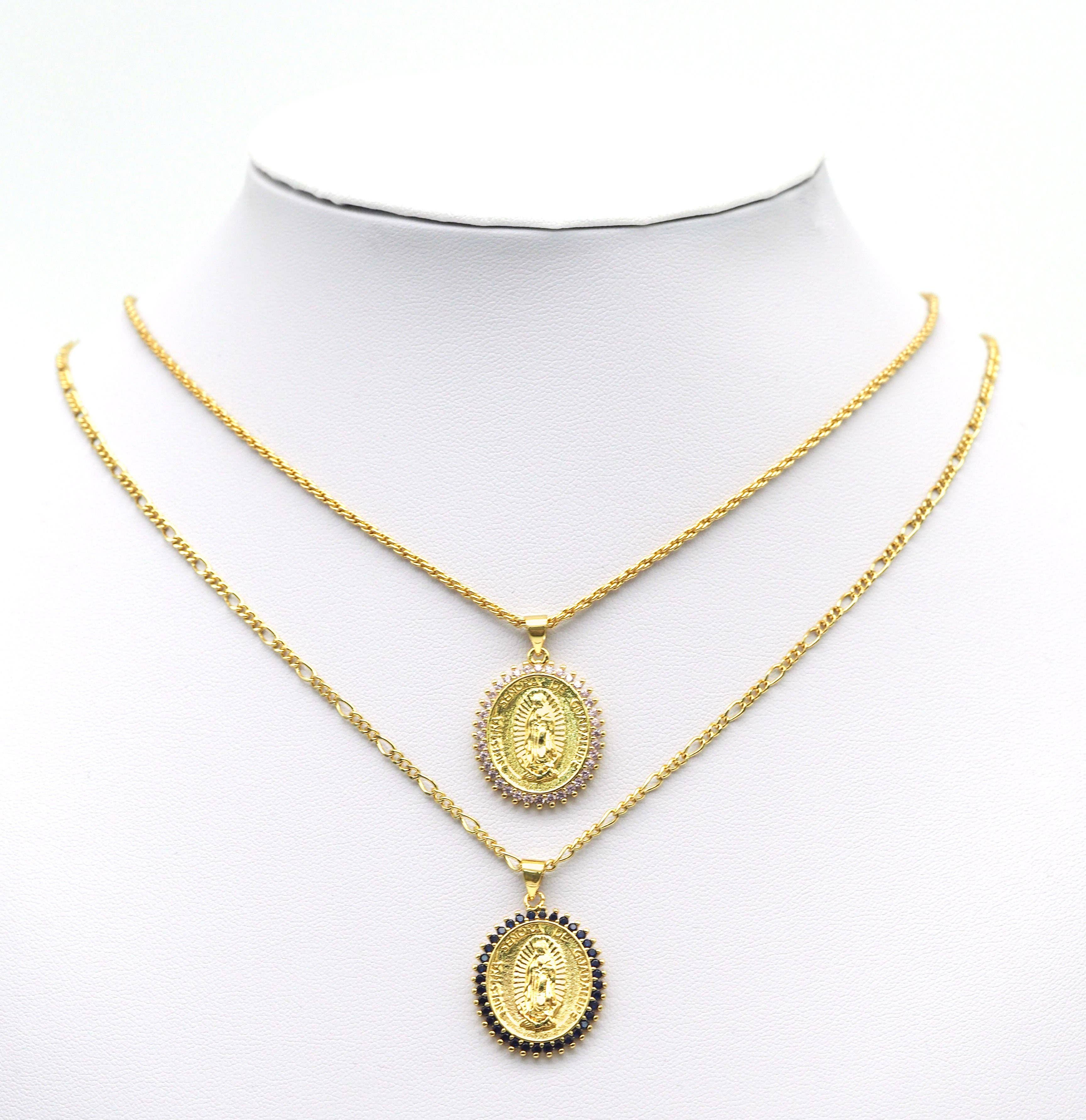 CZ Virgin Mary On Oval Charm, Sku#LK649