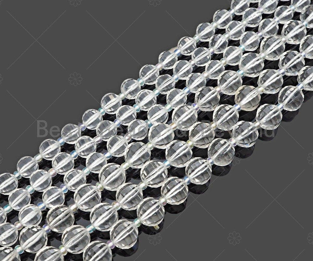 New Cut!!! Natural High Quality Round Latern Cut Clear Quartz Beads, 8mm/10mm Genuine Crystal Beads, 15.5'' Full Strand, Sku#U1122