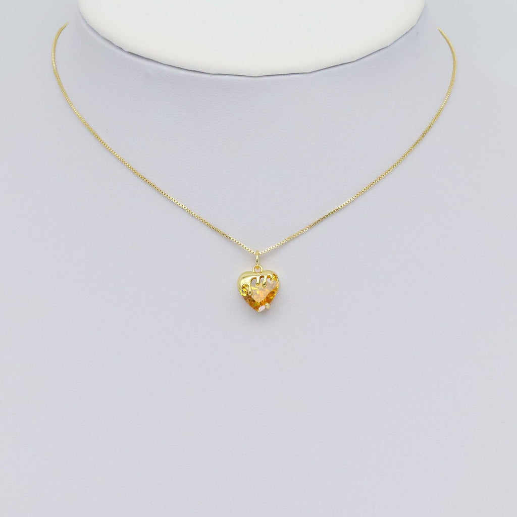Gold Colorful CZ Dipped Heart Charm, Sku#Y920