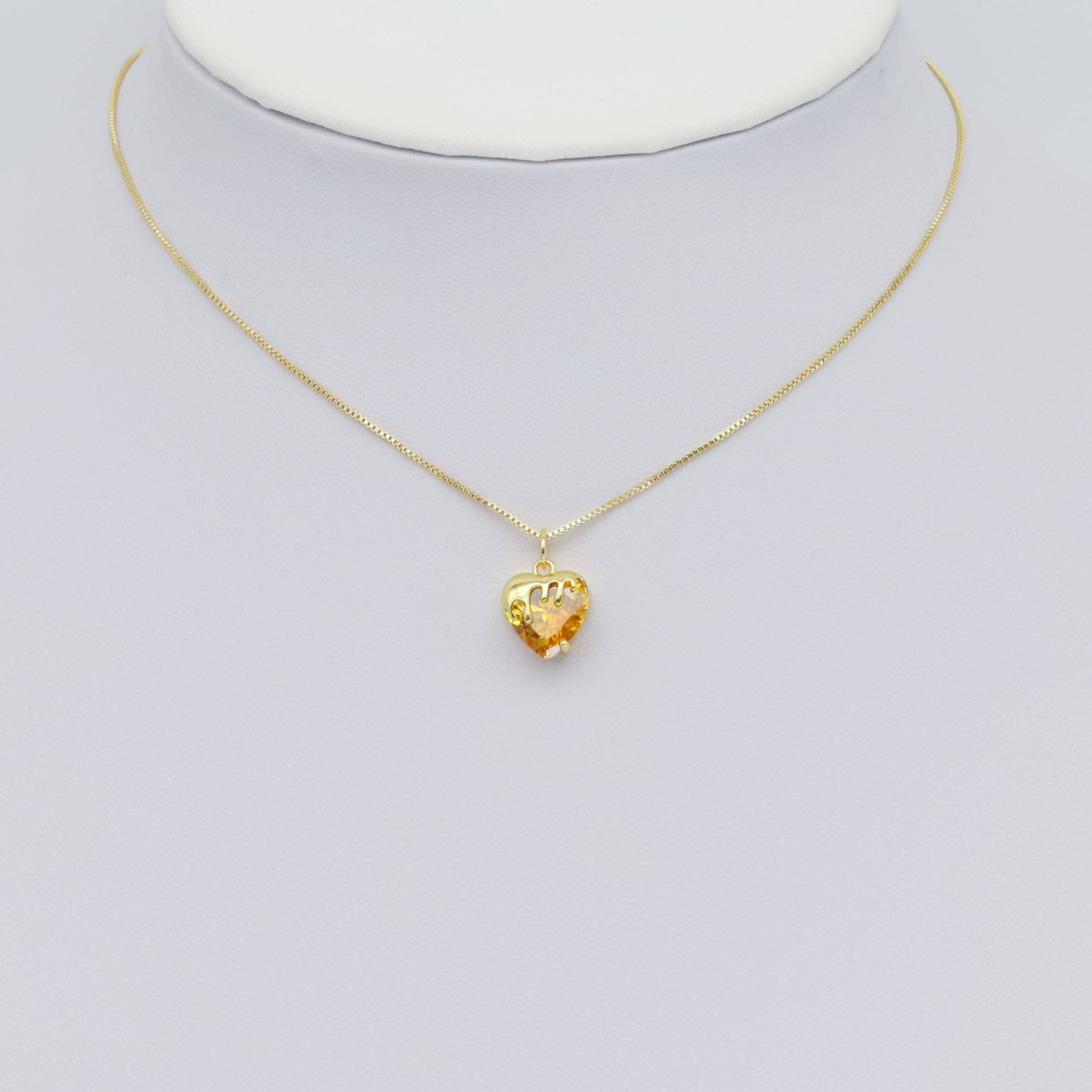 Gold Colorful CZ Dipped Heart Charm, Sku#Y920