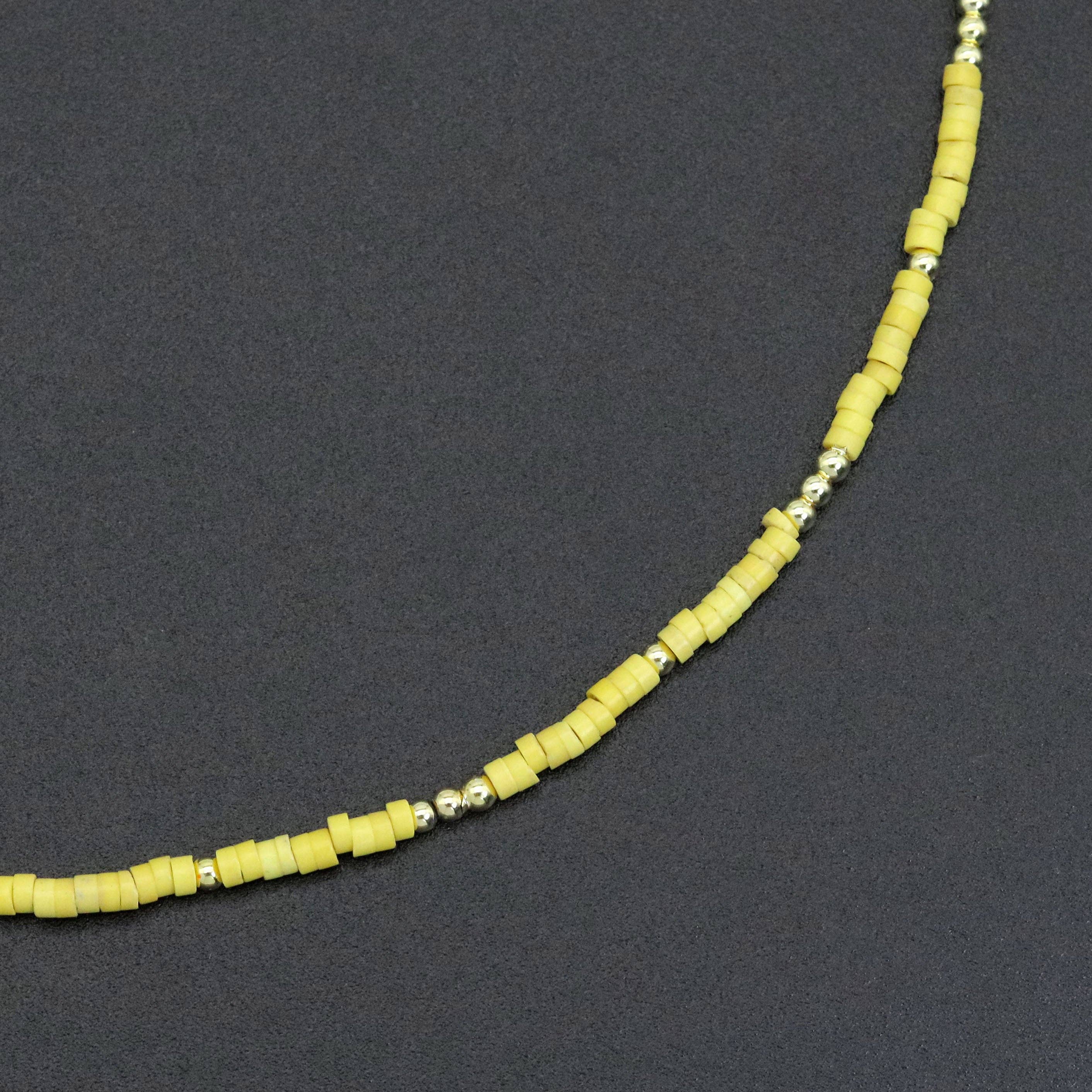 Yellow Color Gemstone tube necklace, sku#EF571