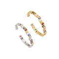 Colorful CZ Micro Pave Bangle Bracelet, Cubic Zirconia Gold Bracelet, Thin Cuff Bracelet, Stacking Cuff, 8x46x53mm,sku#X29