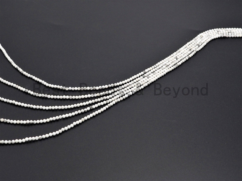 2mm/3mm Natural Faceted Round Howlite beads, Natural White G