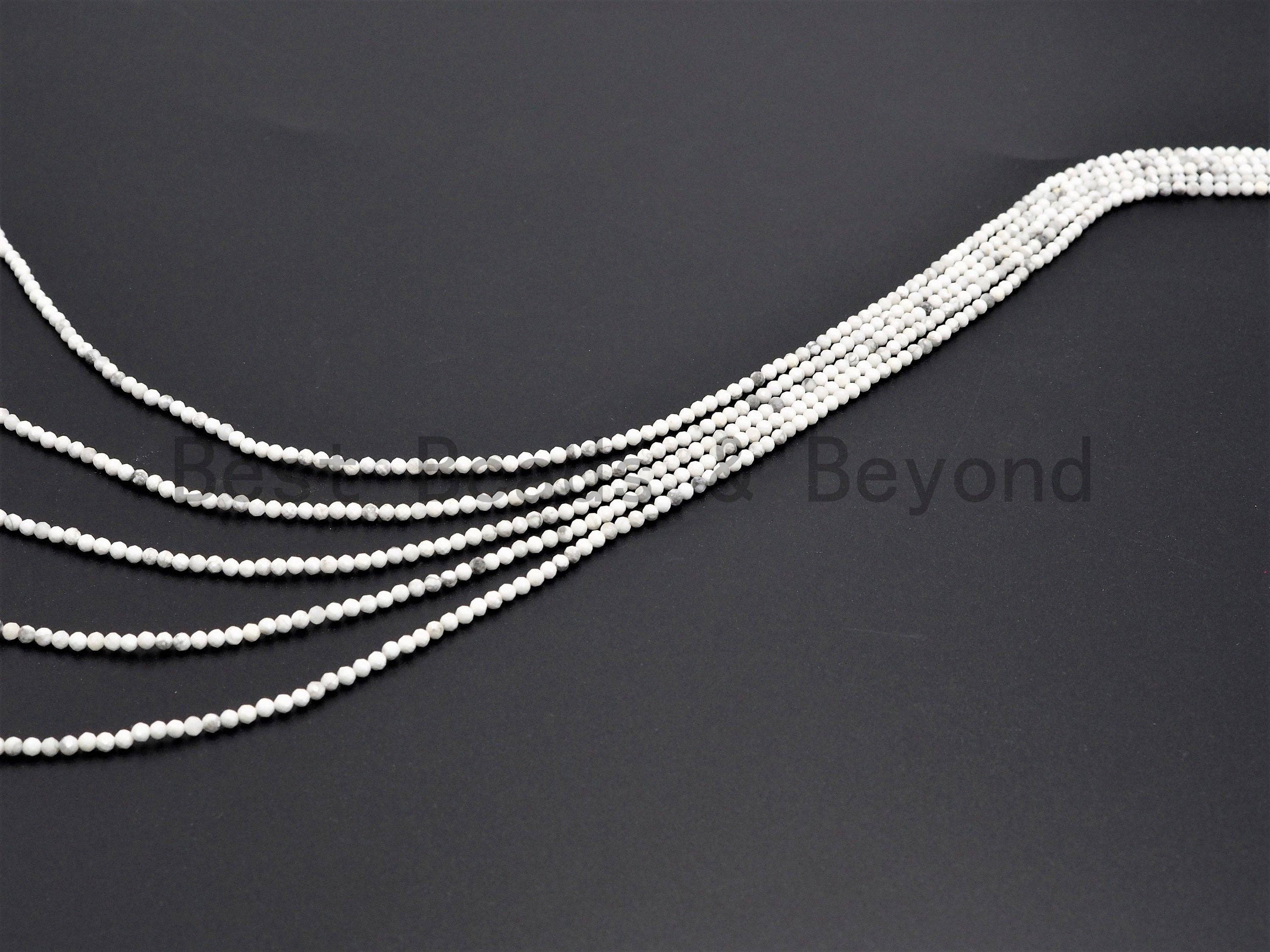 2mm/3mm Natural Faceted Round Howlite beads, Natural White G