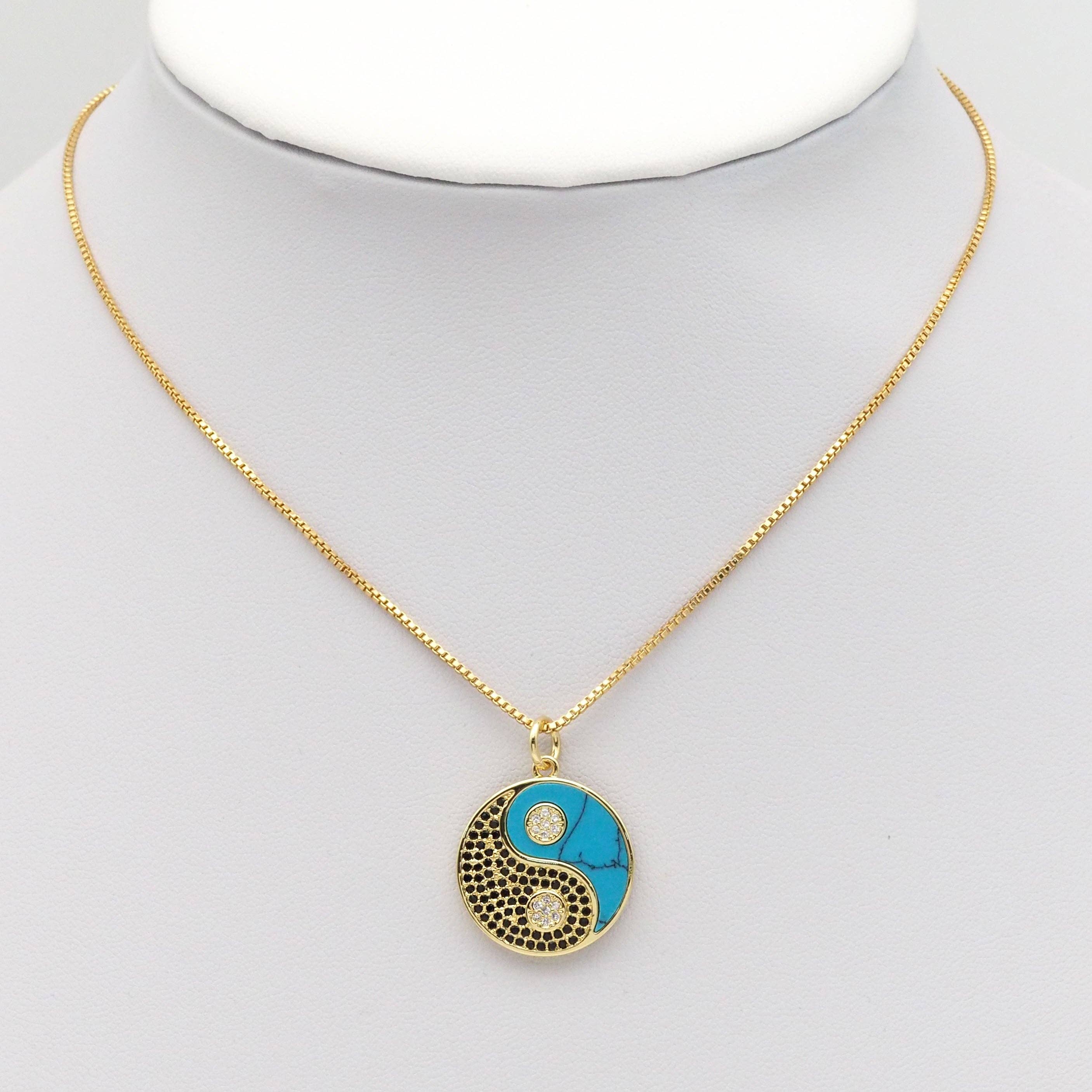 Gemstone CZ Pave Taiji Yinyang Charm, Sku#LX259