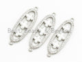 CZ Clear Micro Pave Four-leaf Beads On Oval Shaped Connector for Bracelet/Necklace, Cubic Zirconia Link Connector,10x32mm, 1pc, sku#Z35