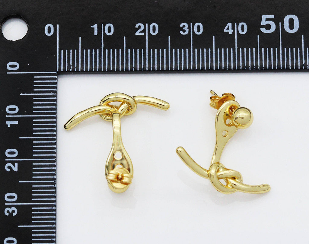Gold CZ Stud Earrings, Sku#J360