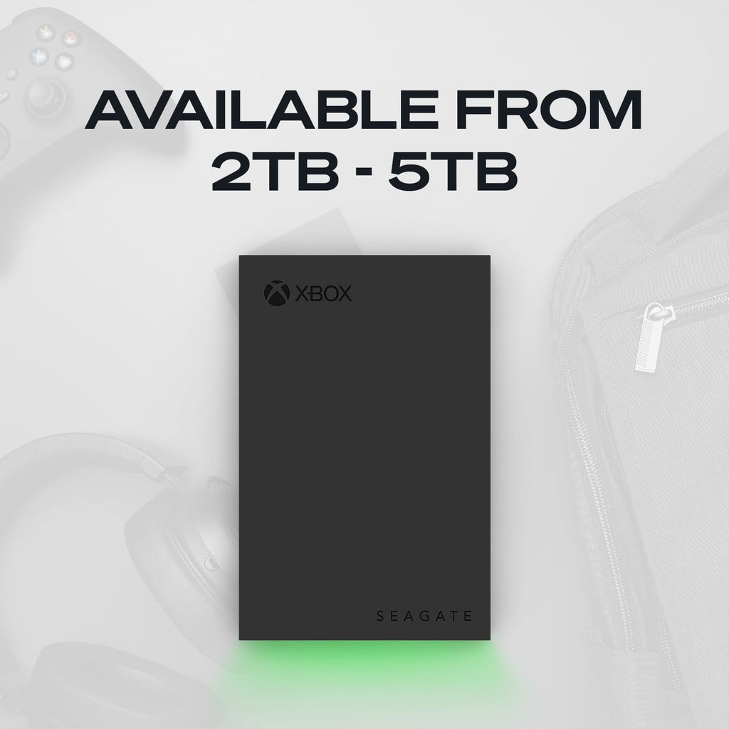 Seagate Game Drive for Xbox 5 TB External Hard Drive Portable HDD - USB 3.2 Gen 1, Black with Built-In Green LED Bar, Xbox Certified, 3 Year Rescue Services(Stkx5000403)