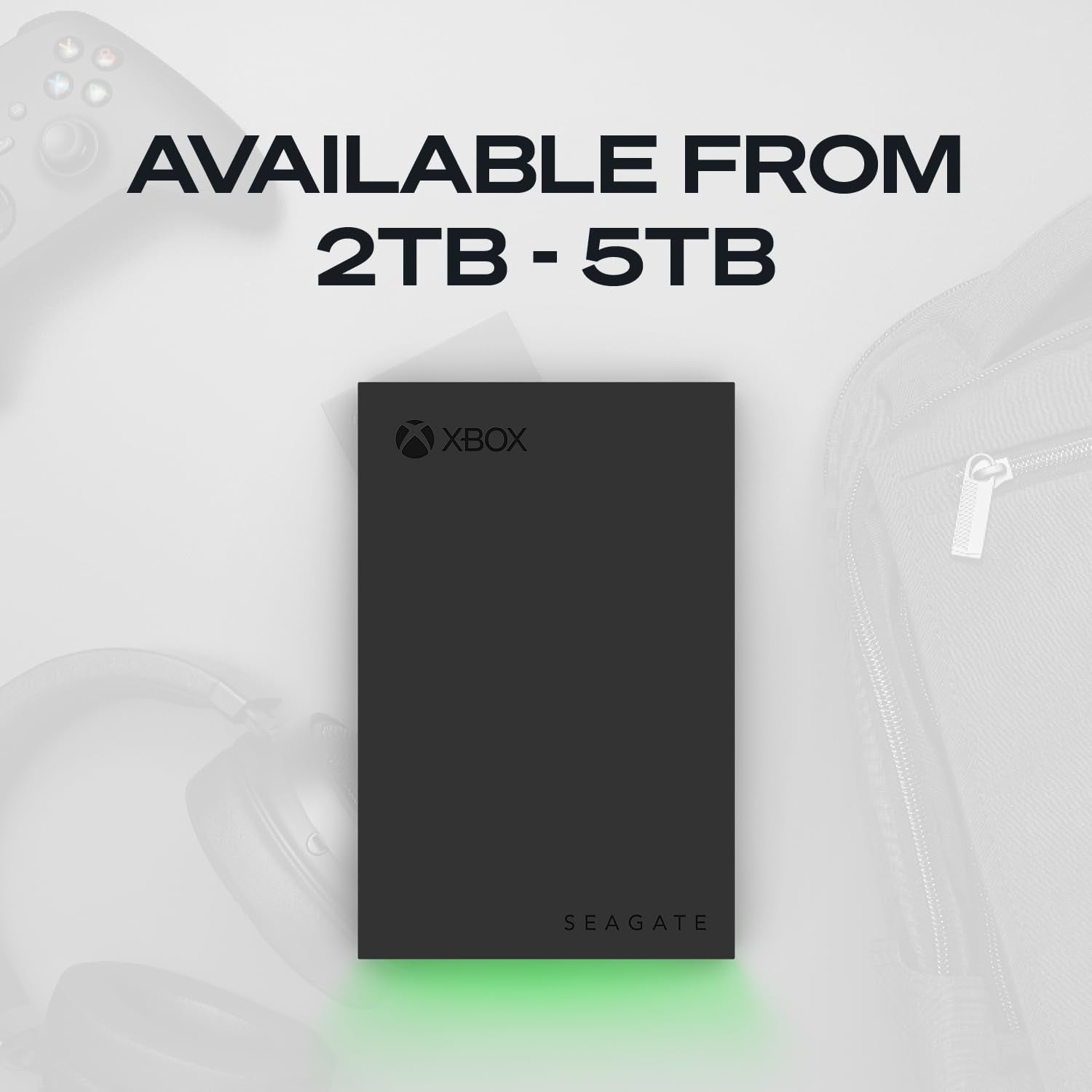 Seagate Game Drive for Xbox 5 TB External Hard Drive Portable HDD - USB 3.2 Gen 1, Black with Built-In Green LED Bar, Xbox Certified, 3 Year Rescue Services(Stkx5000403)